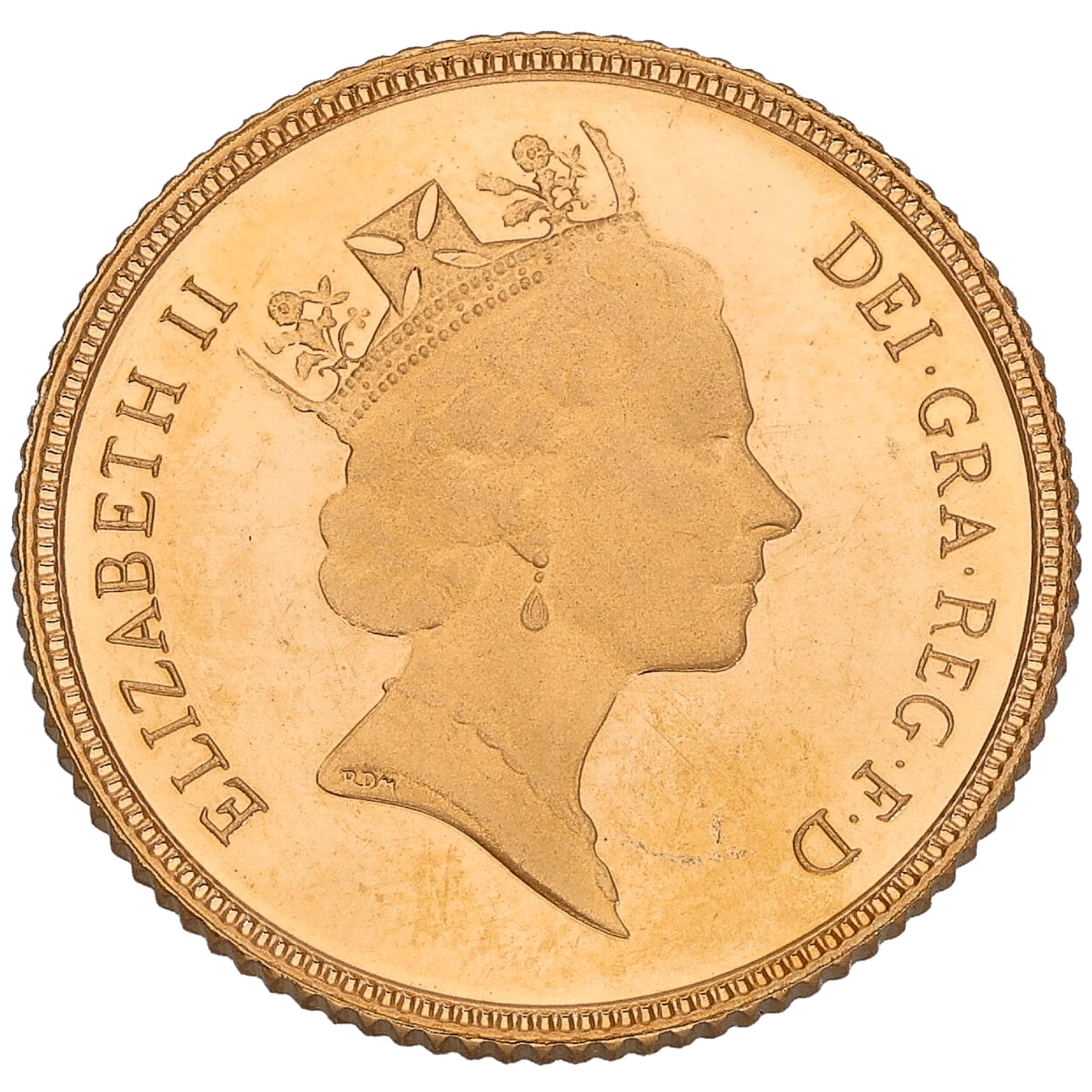 22ct Gold Queen Elizabeth II Half Sovereign Coin 1986