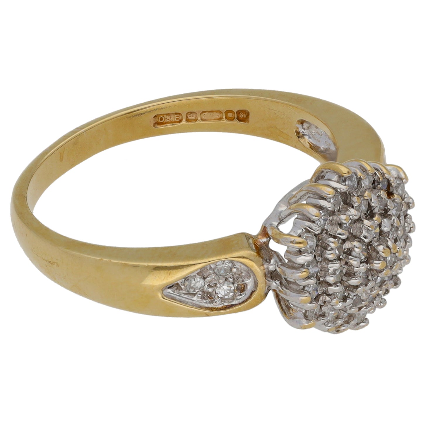 9ct Gold 0.43ct Round Diamond Cluster Ring Size Q