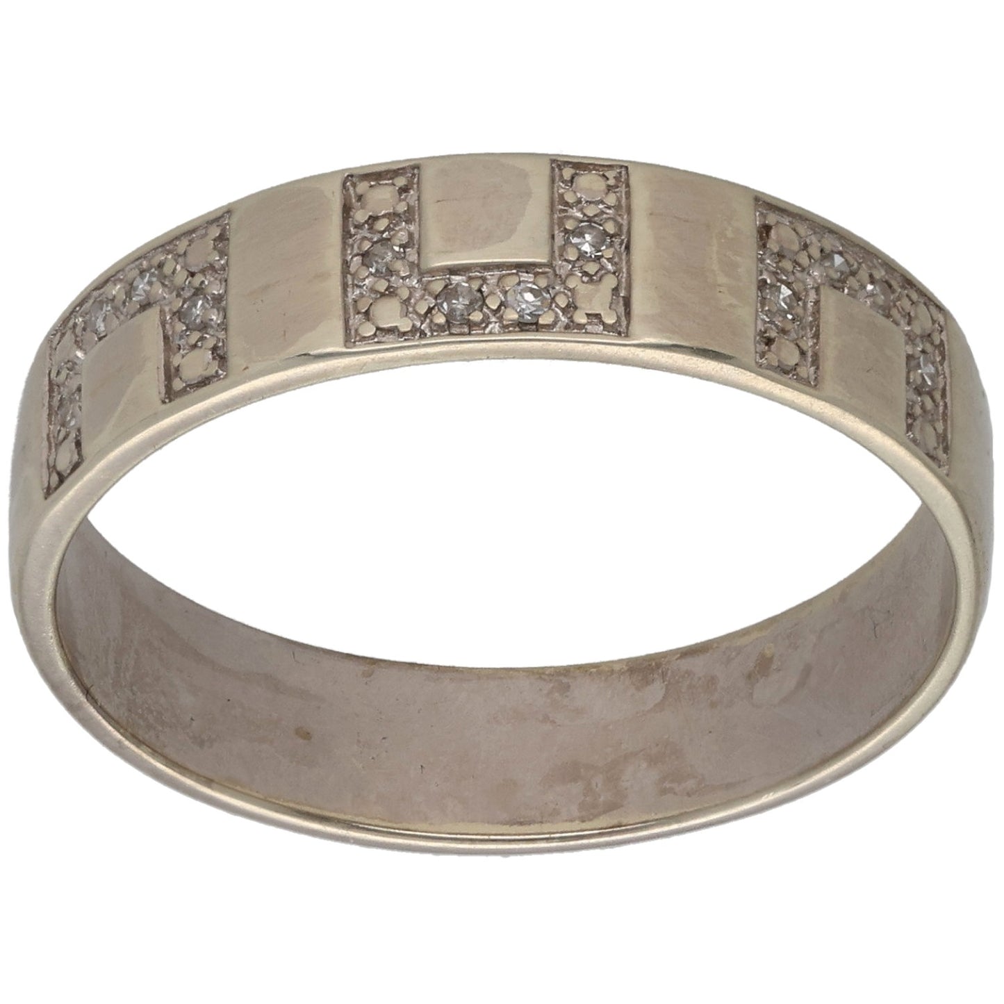 9ct White Gold 0.06ct Diamond Alternative Ring Size U