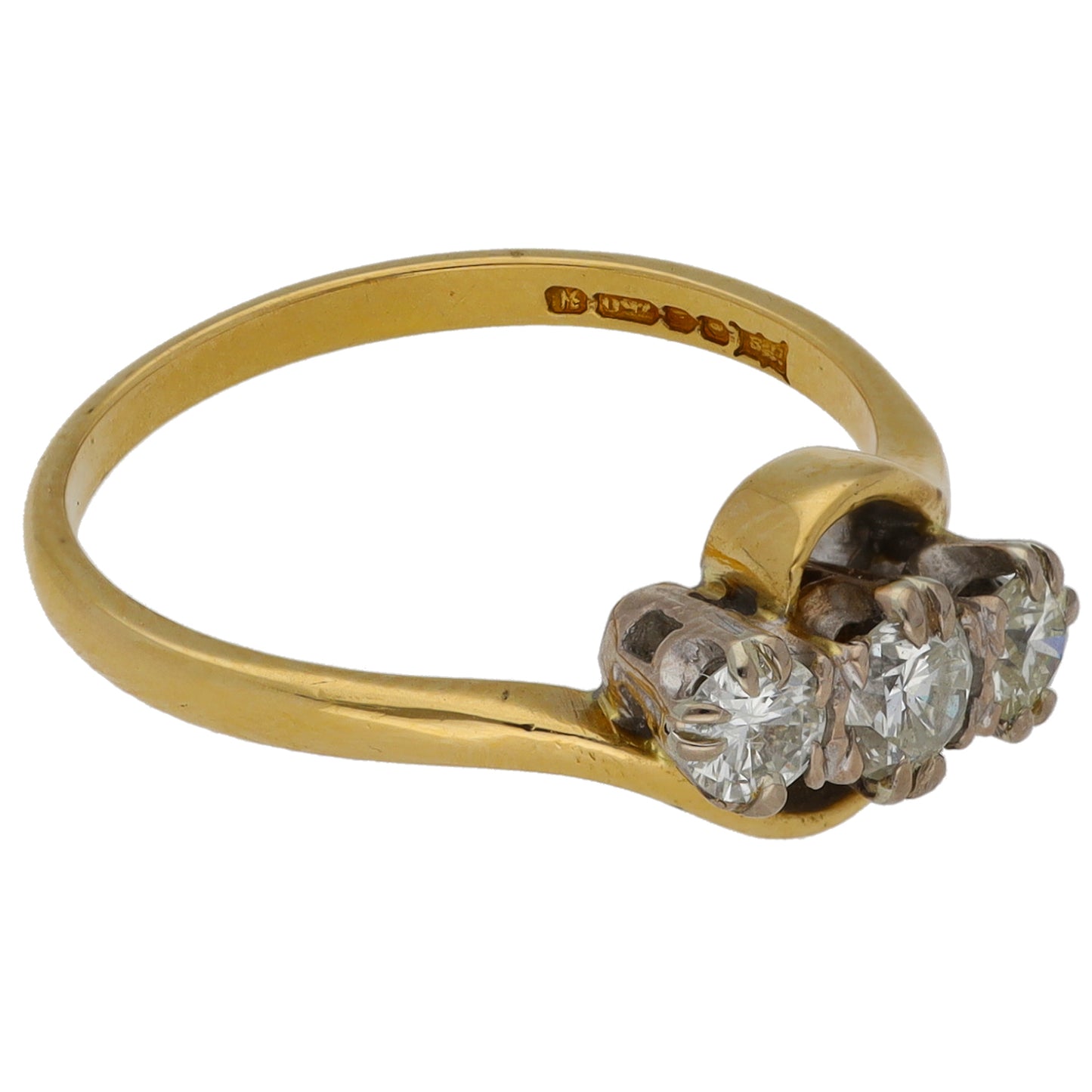 18ct Gold 0.35ct Diamond Trilogy Ring Size L