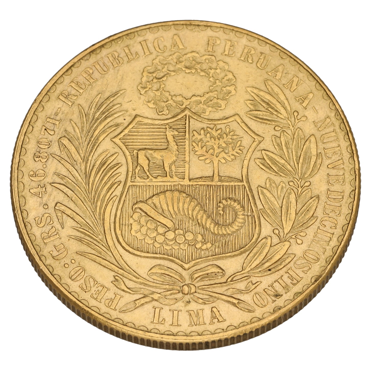 22ct Gold Peruvian 100 Soles Coin 1964