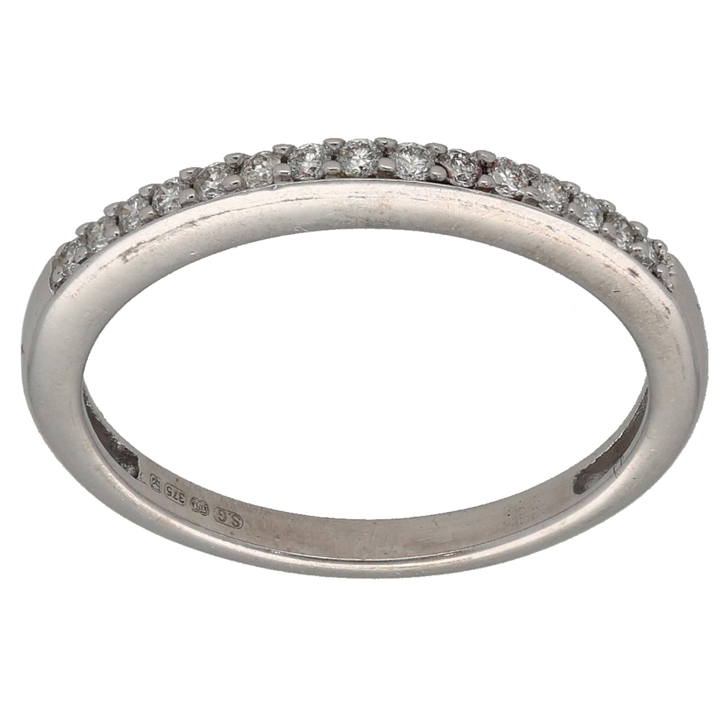 9ct White Gold 0.11ct Diamond Half Eternity Ring Size L