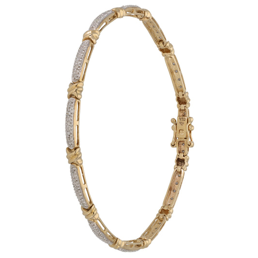 New 9ct 0.30ct Diamond Fancy Stone Set Bracelet