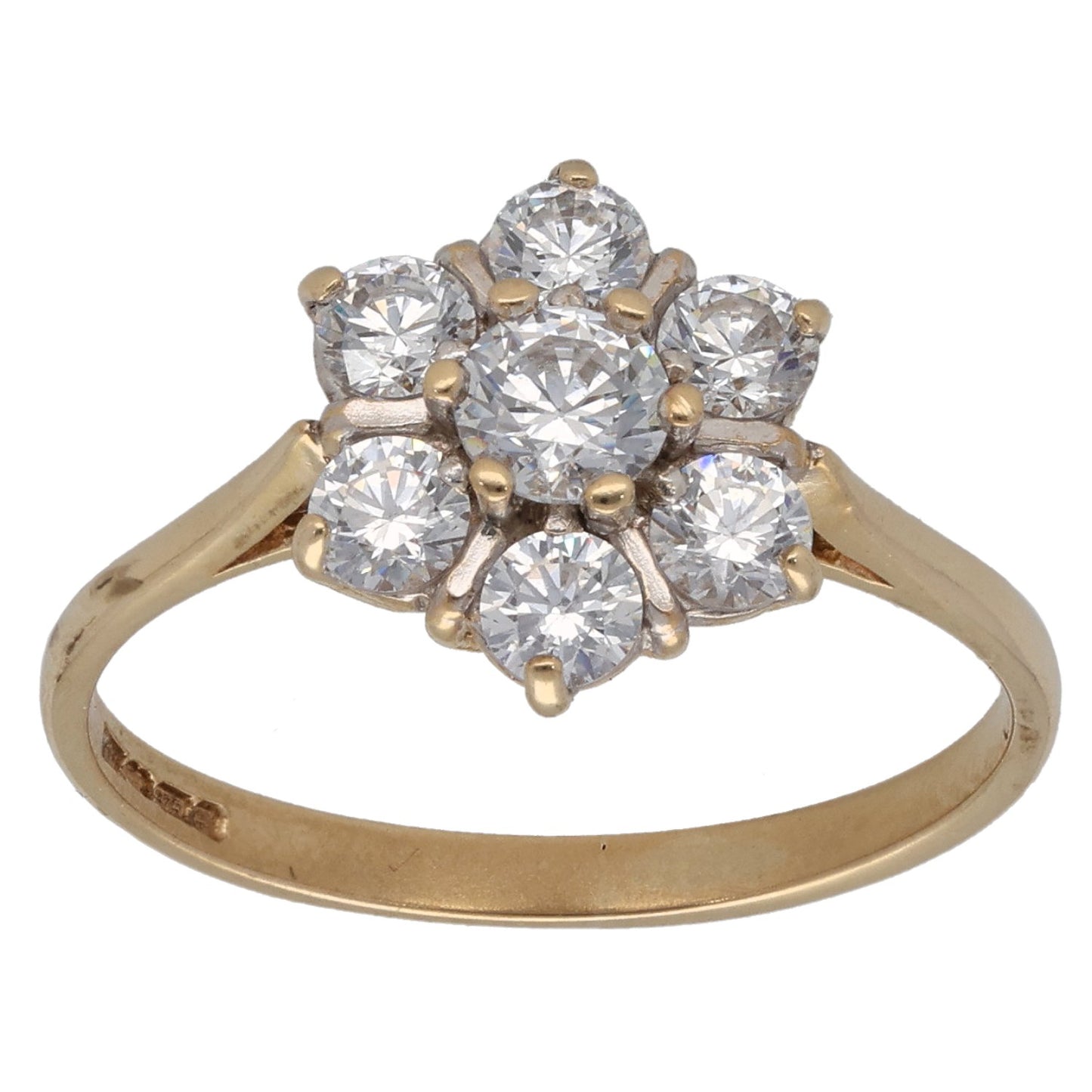 9ct Gold Cubic Zirconia Cluster Ring Size N