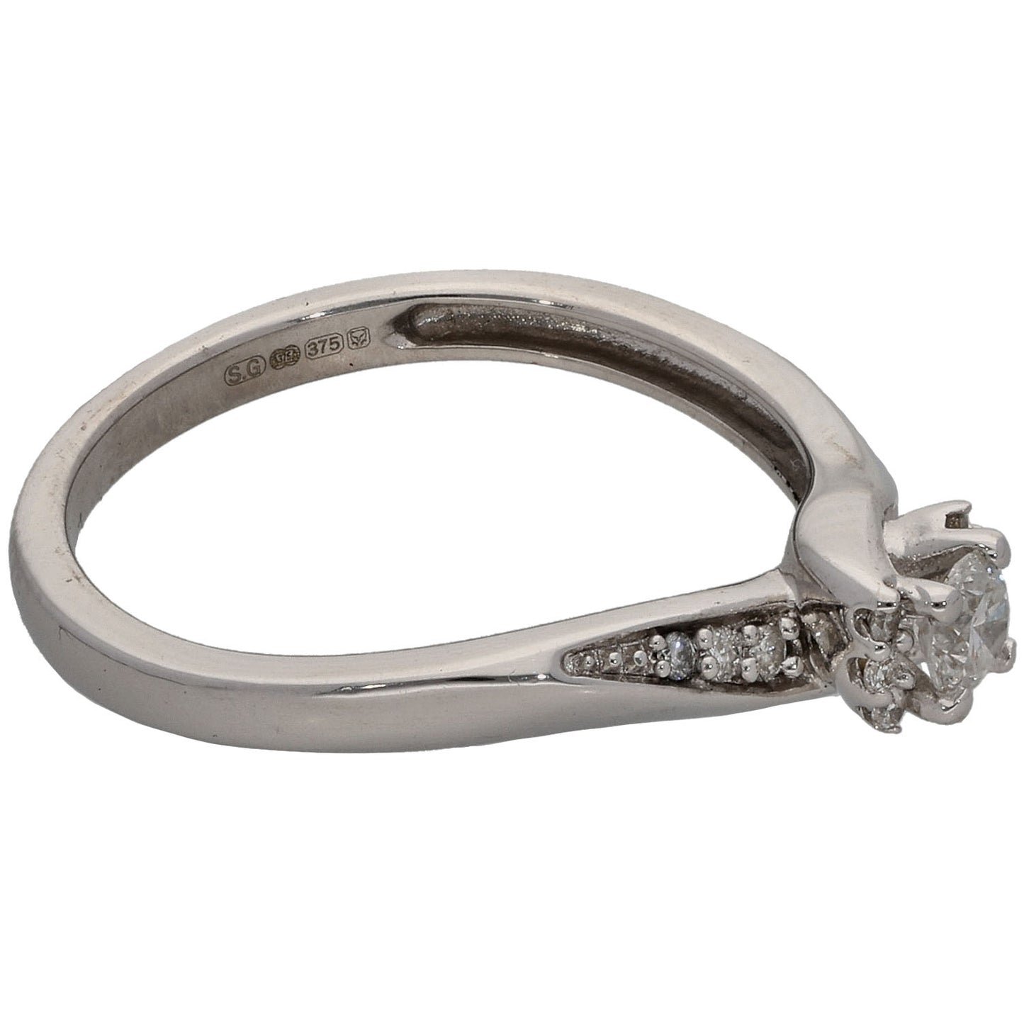 9ct White Gold 0.17ct Diamond Dress/Cocktail Ring Size K
