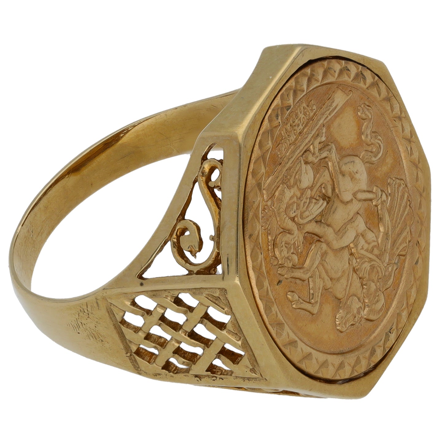 9ct Gold St George Ring Size U