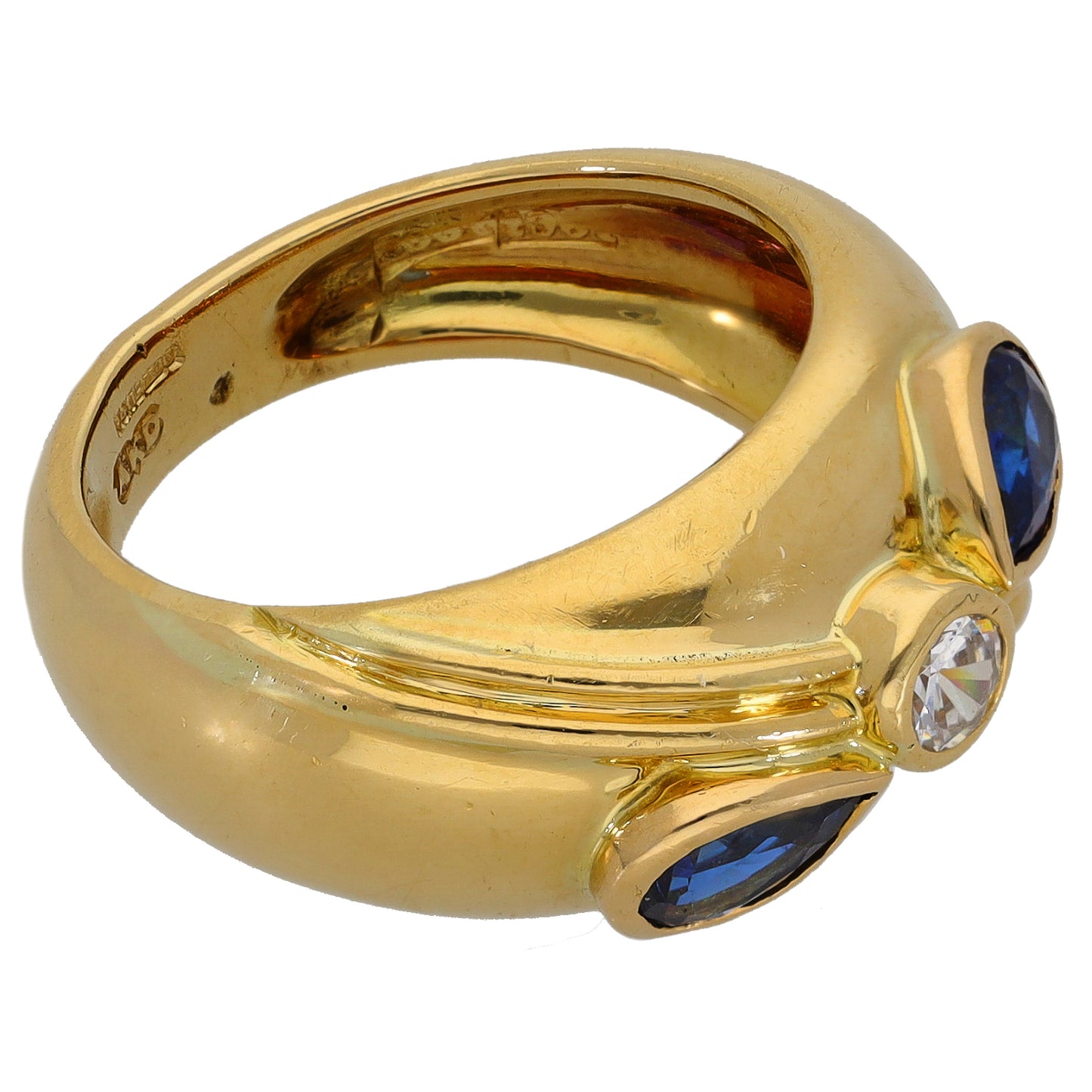 18ct Gold Sapphire & Cubic Zirconia Dress/Cocktail Ring Size L