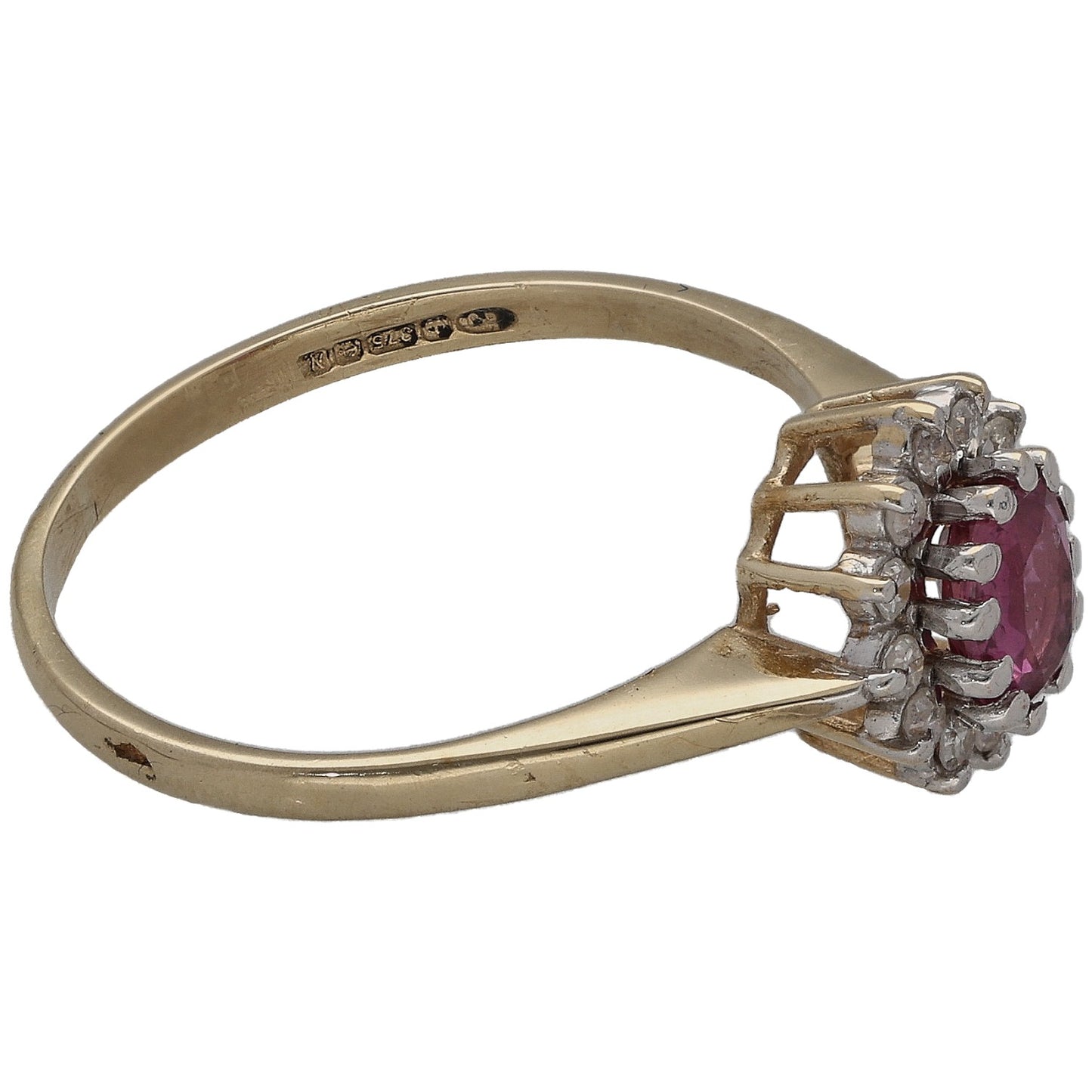 9ct Gold Ruby & 0.12ct Diamond Dress/Cocktail Ring Size L