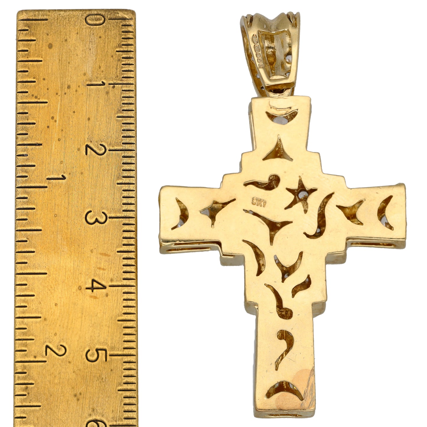 9ct Gold Cubic Zirconia Cross Pendant