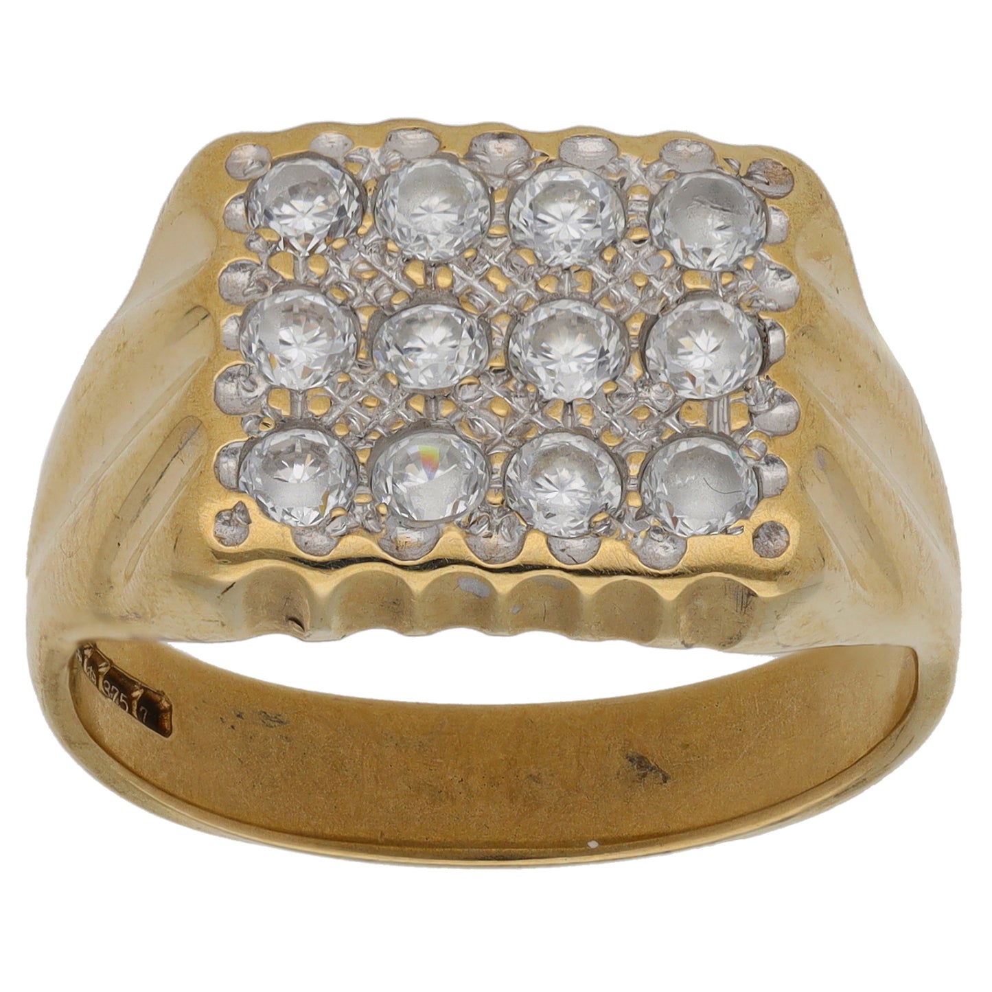 9ct Gold Cubic Zirconia Signet Ring Size T