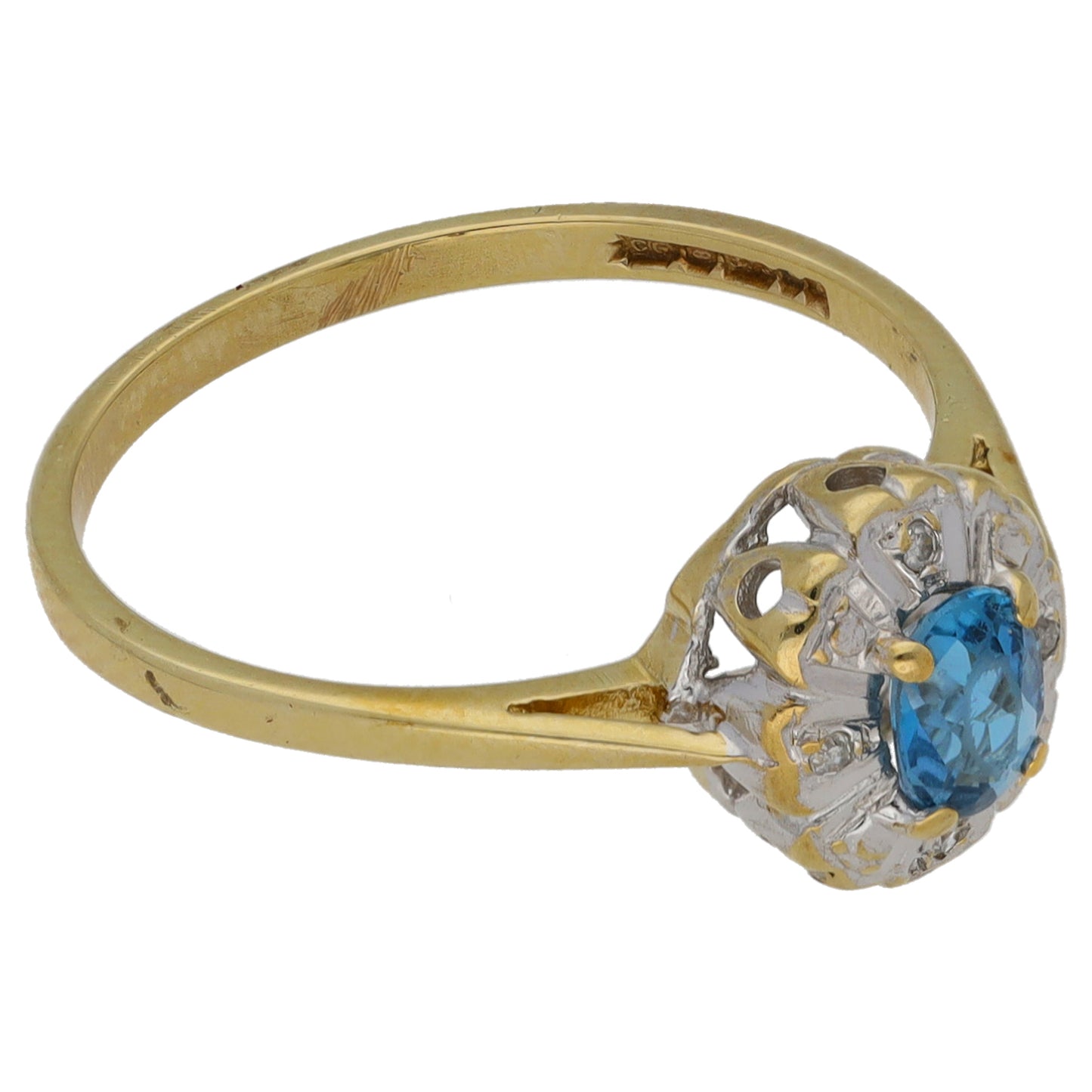 9ct Gold Topaz & 0.02ct Diamond Dress/Cocktail Ring Size M