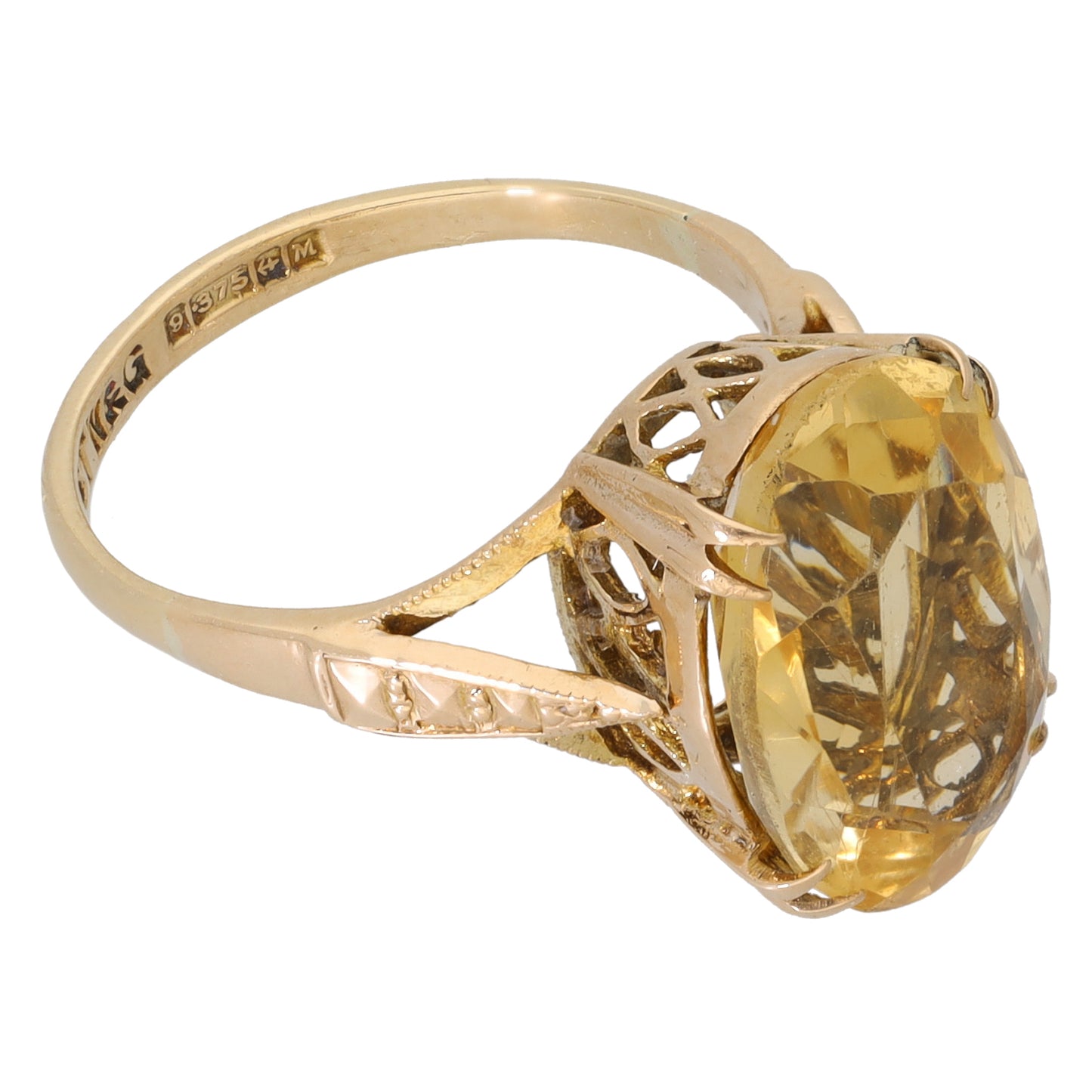 9ct Gold Citrine Single Stone Ring Size M