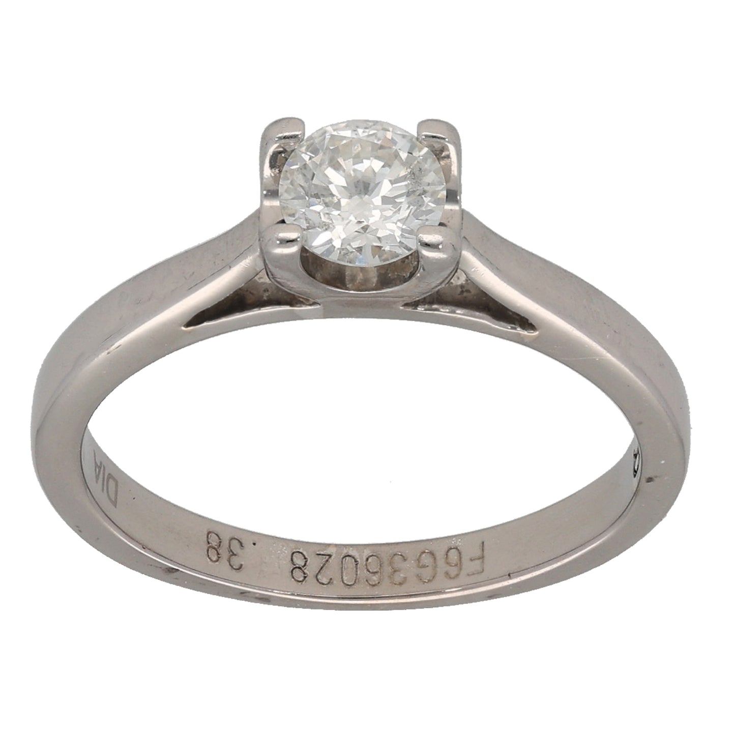 18ct White Gold 0.38ct Diamond Solitaire Ring Size O