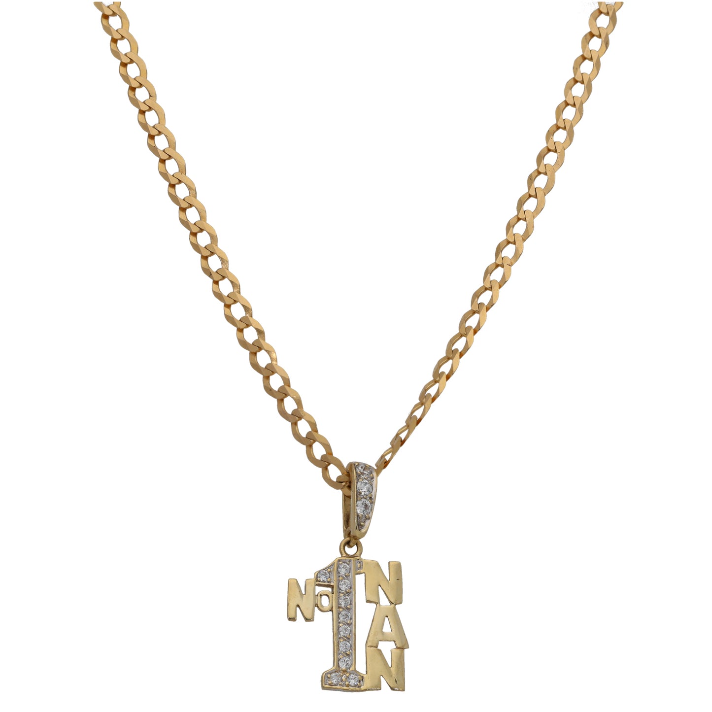 9ct Gold Cubic Zirconia No.1 Nan Pendant With Chain