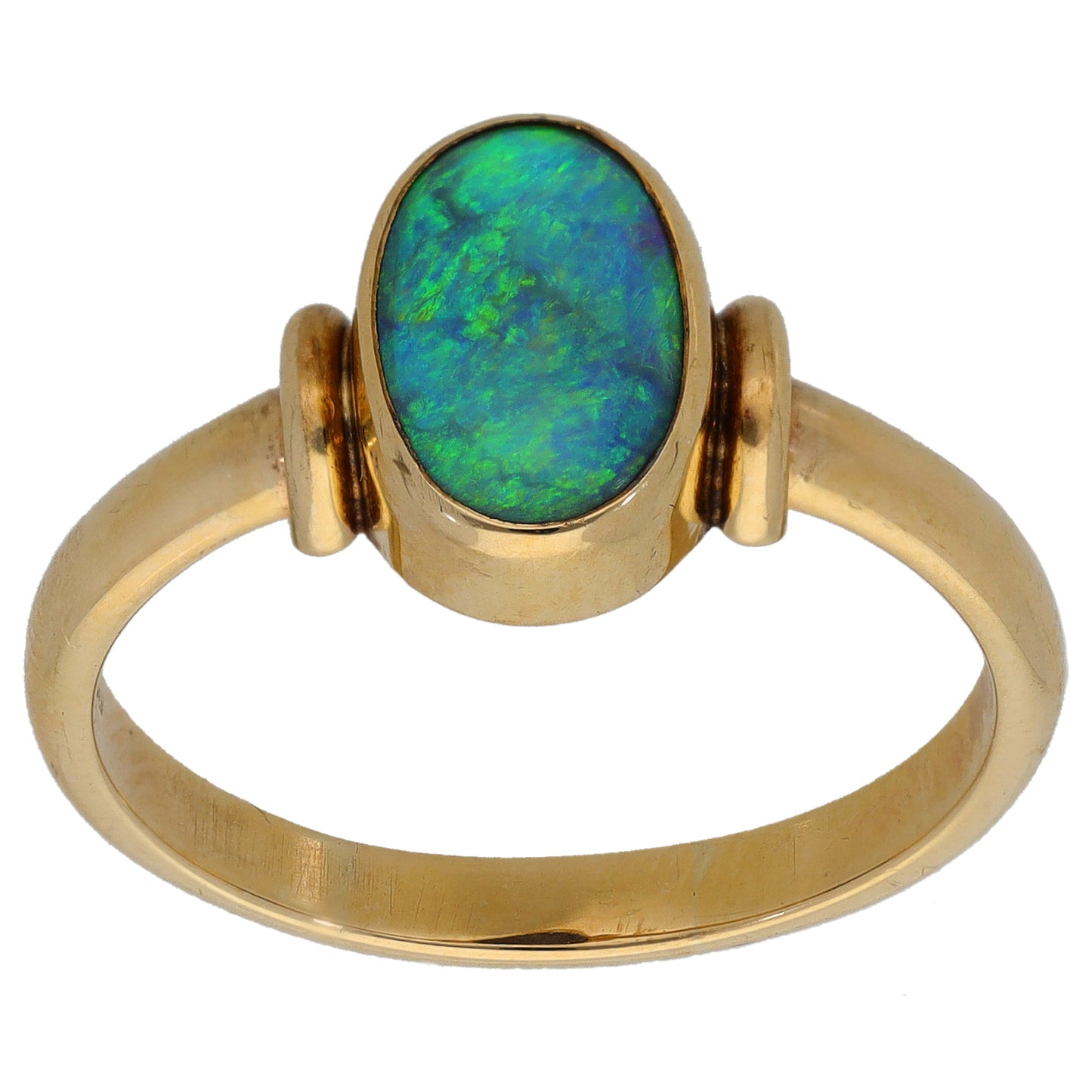 9ct Gold Opal Single Stone Ring Size S