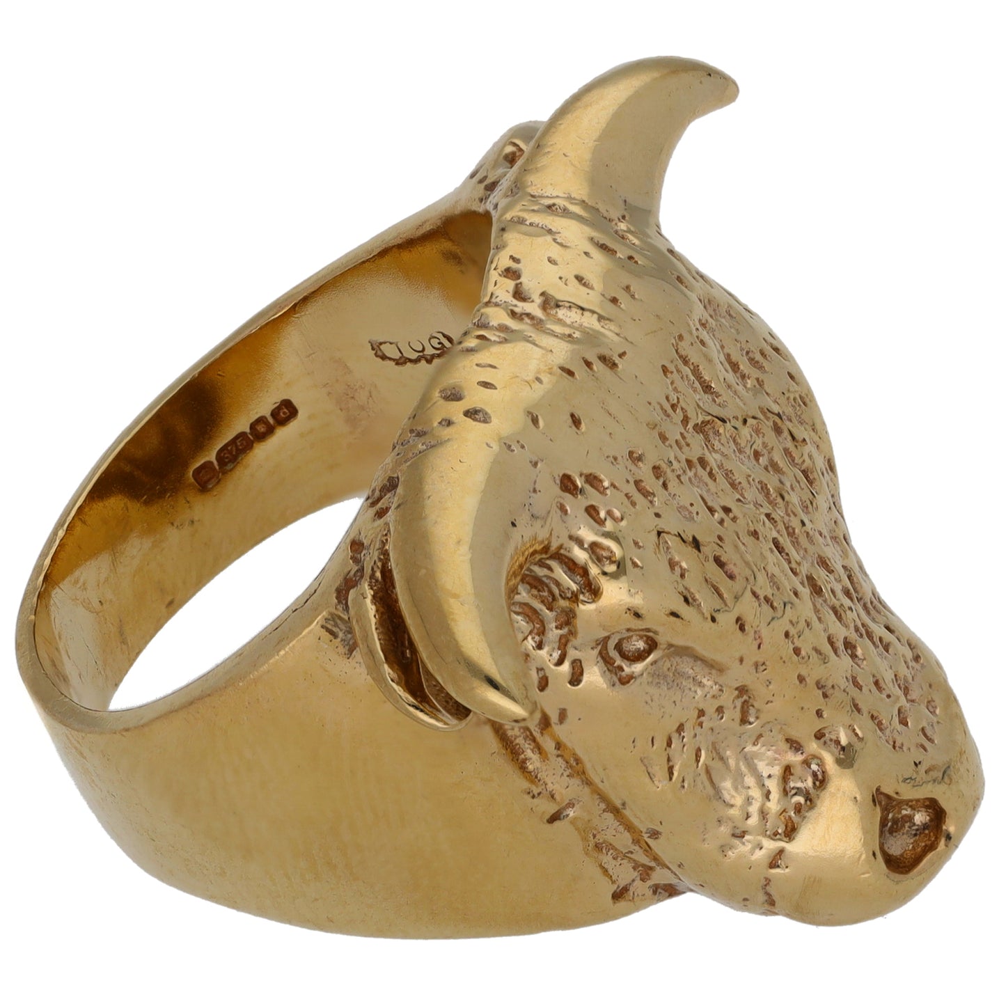 9ct Gold Bull's Head Ring Size O