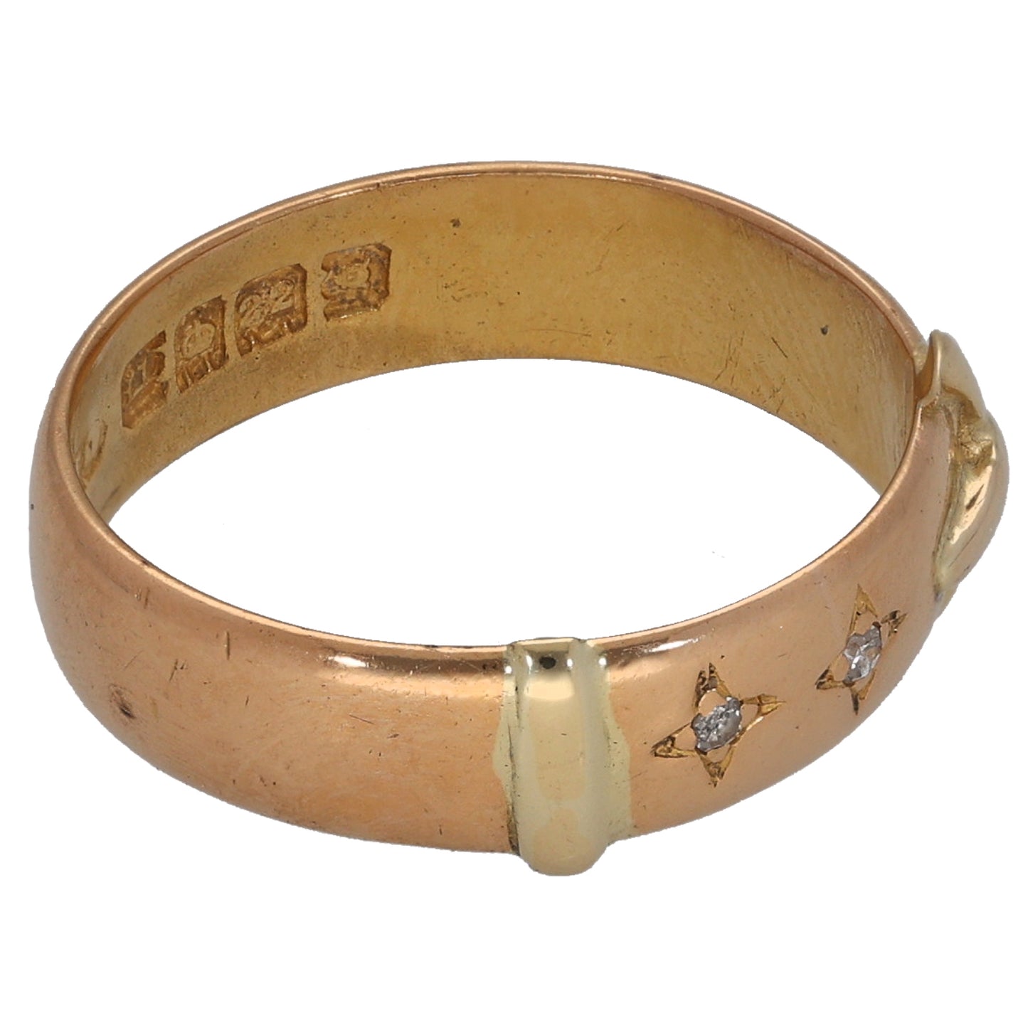 22ct Gold 0.02ct Diamond Buckle Ring Size O