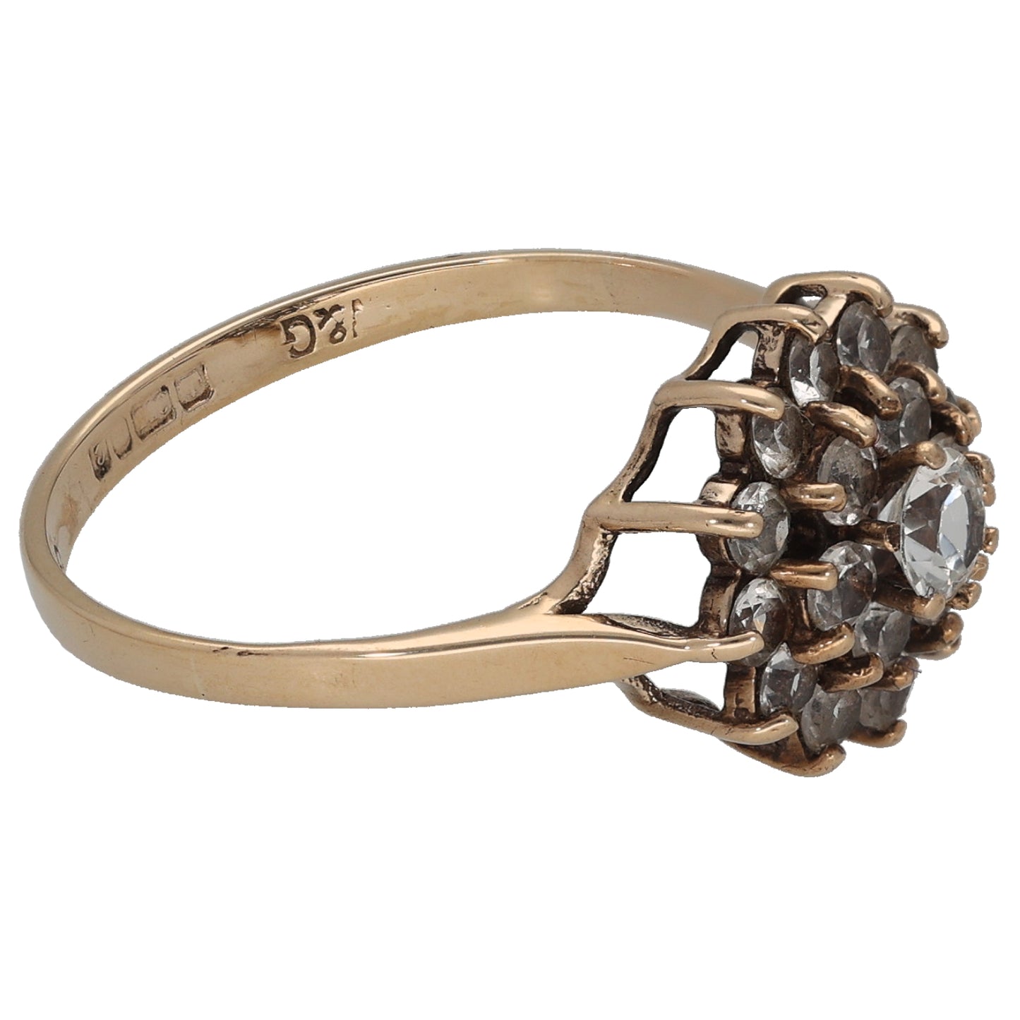 9ct Gold Cubic Zirconia Cluster Ring Size R