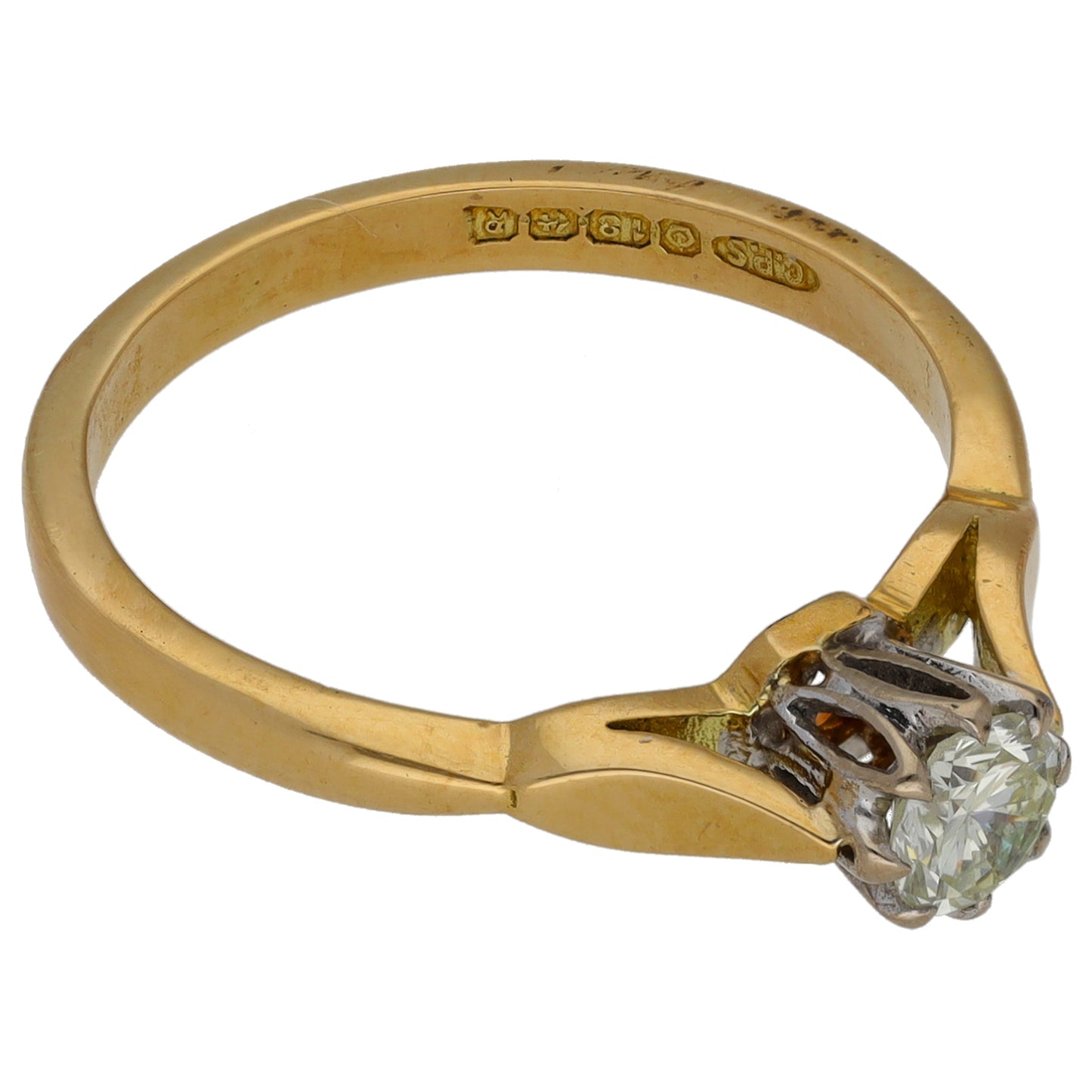 18ct Gold 0.33ct Diamond Solitaire Ring Size M