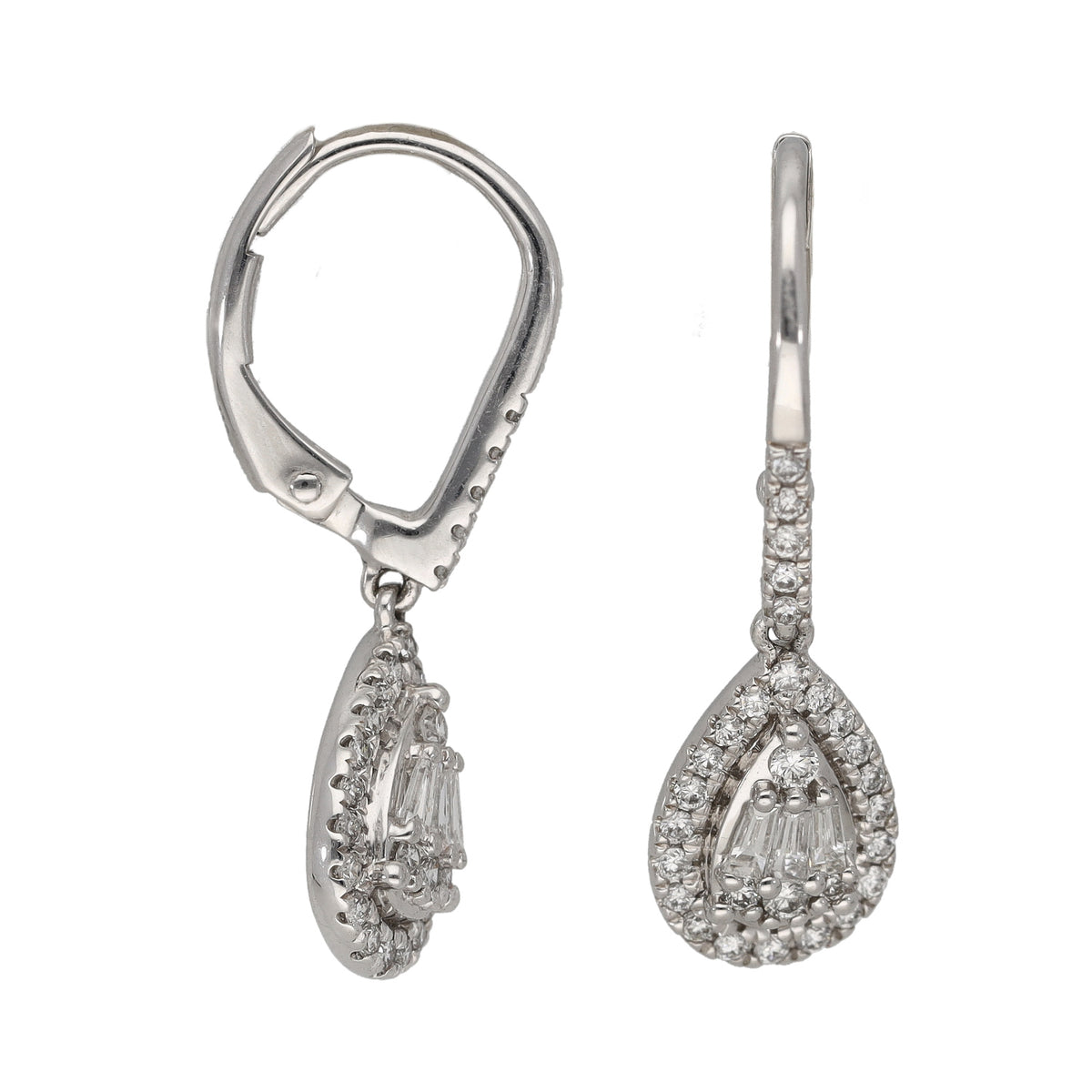 9ct White Gold 1.14ct Diamond Drop Earrings