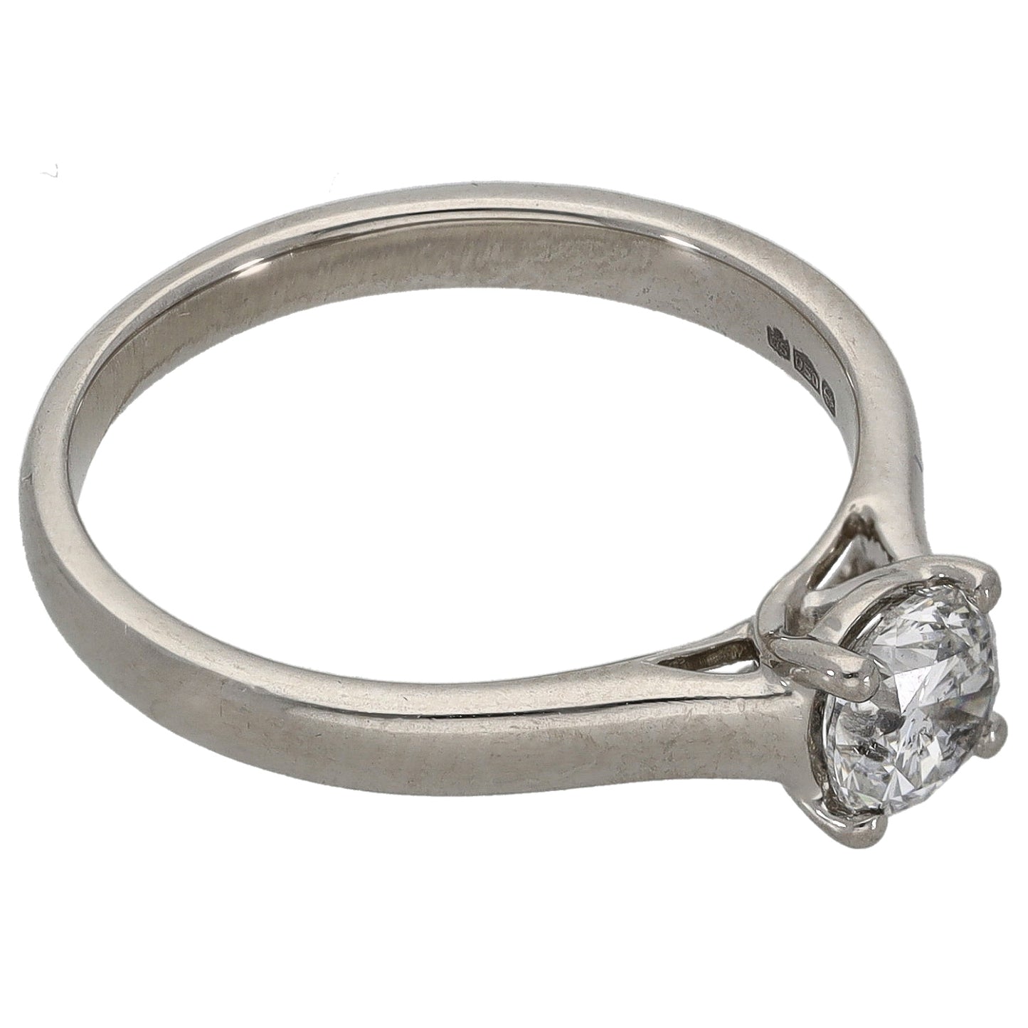 Platinum 0.63ct Diamond Solitaire Ring Size O