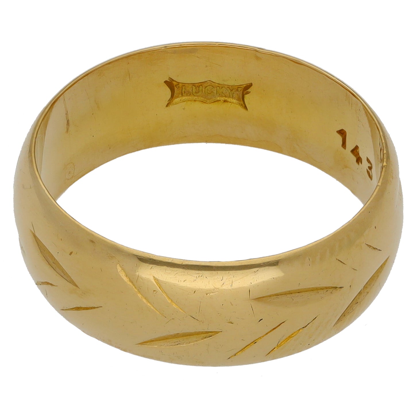 18ct Gold Patterned Wedding Ring Size N