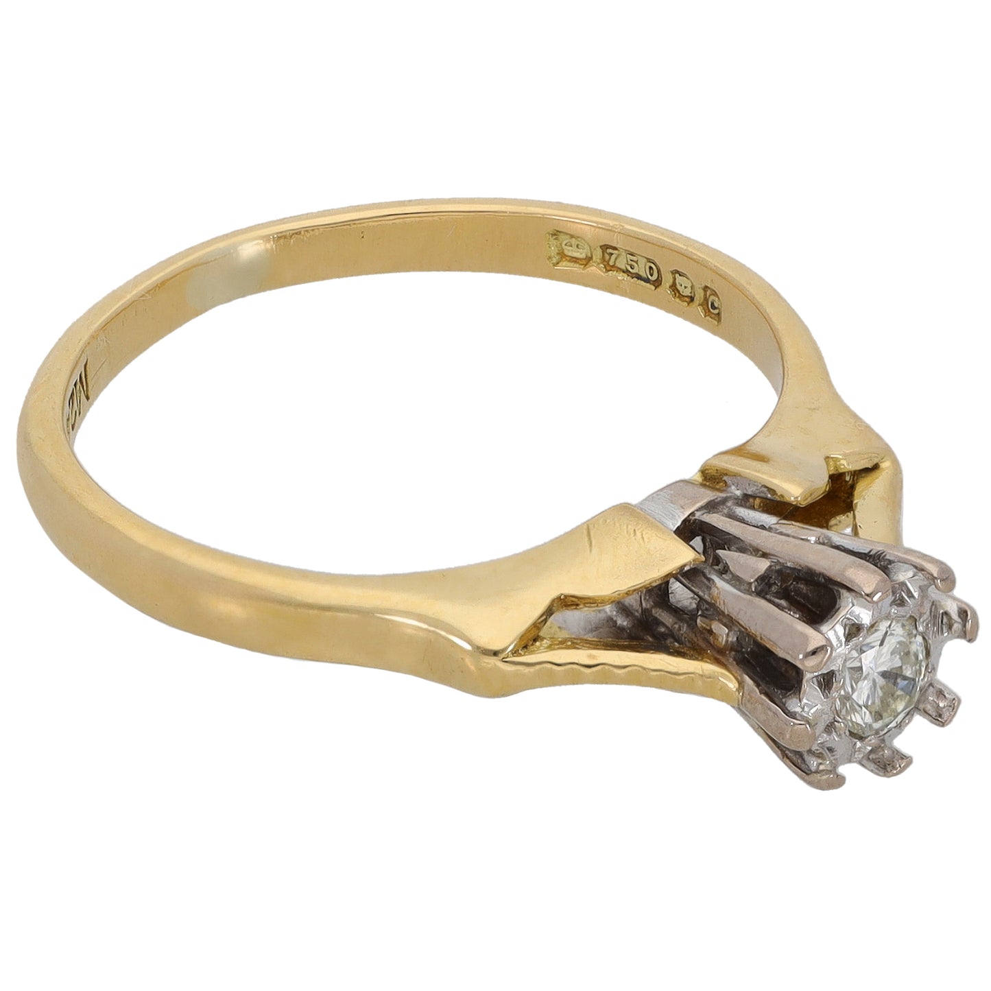 18ct Gold 0.10ct Diamond Solitaire Ring Size M
