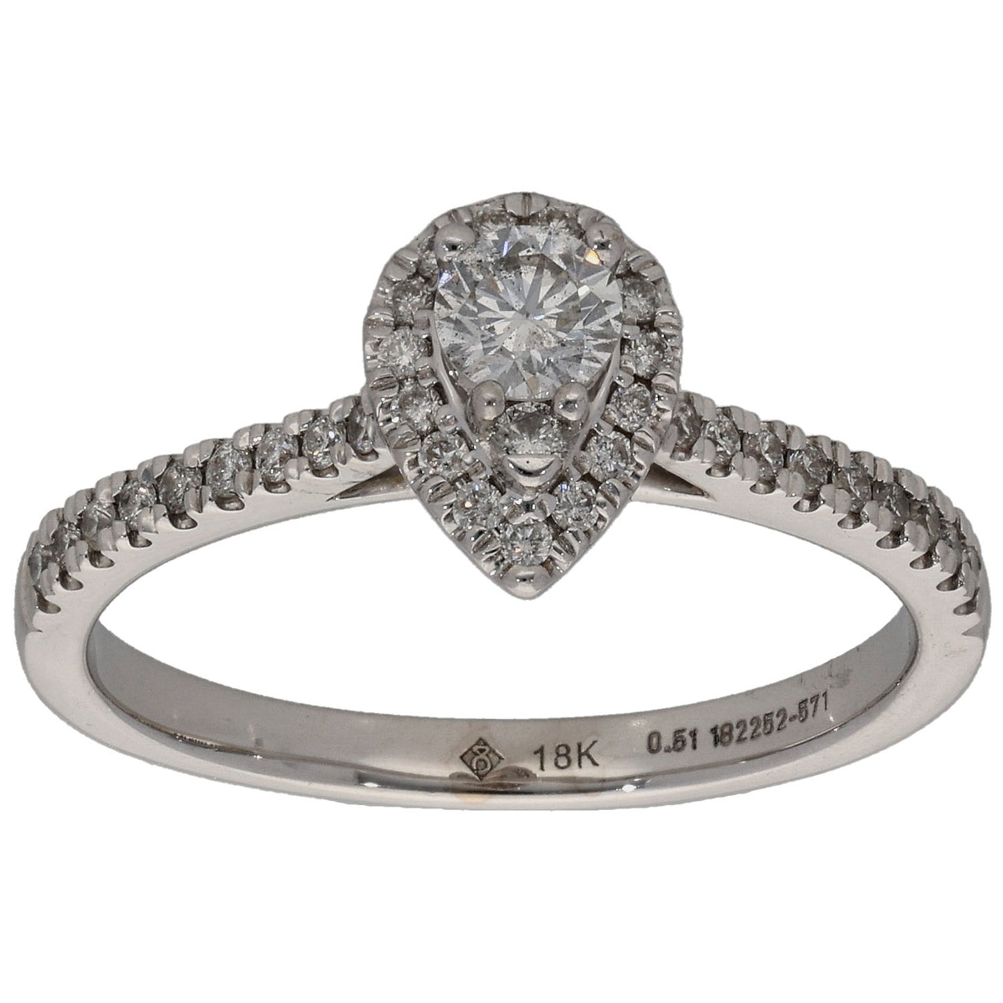 18ct White Gold 0.51ct Diamond Dress/Cocktail Ring Size Q