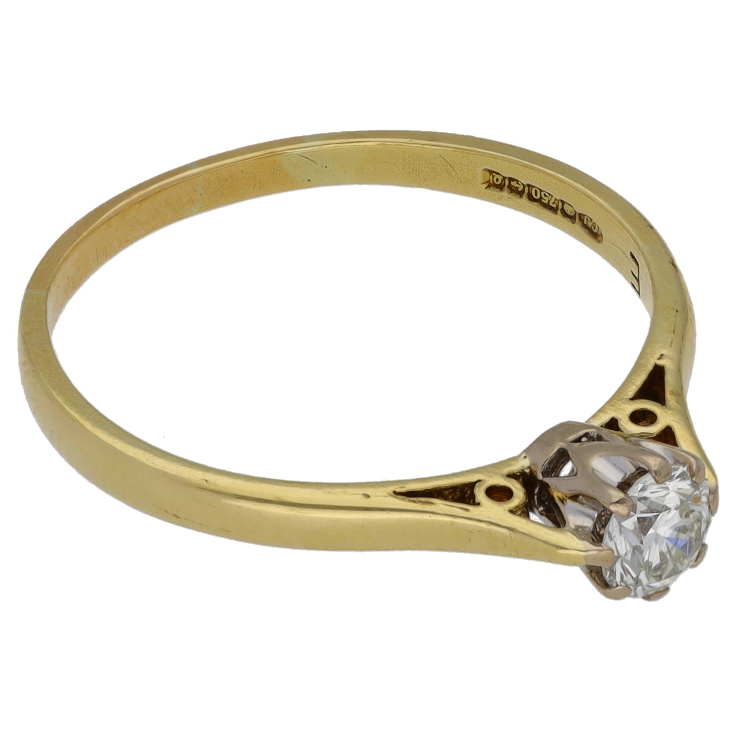 18ct Gold 0.33ct Diamond Solitaire Ring Size O