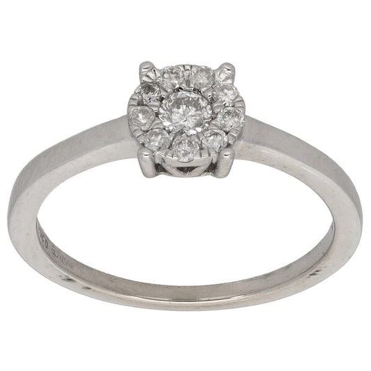 9ct White Gold 0.19ct Diamond Cluster Ring Size M