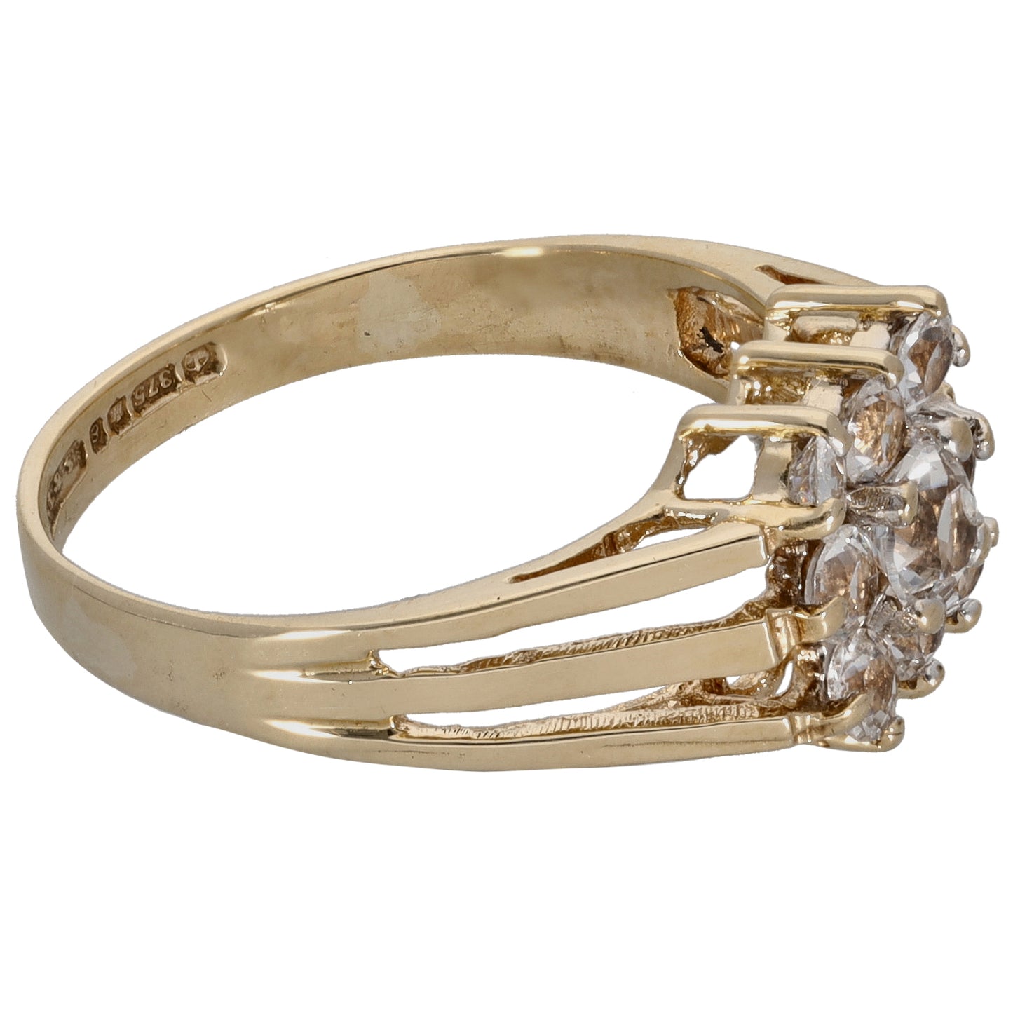 9ct Gold Imitation Gems Dress/Cocktail Ring Size O