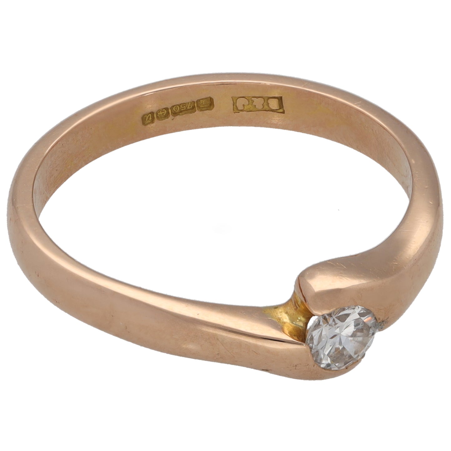 18ct Gold 0.22ct Diamond Solitaire Ring Size P