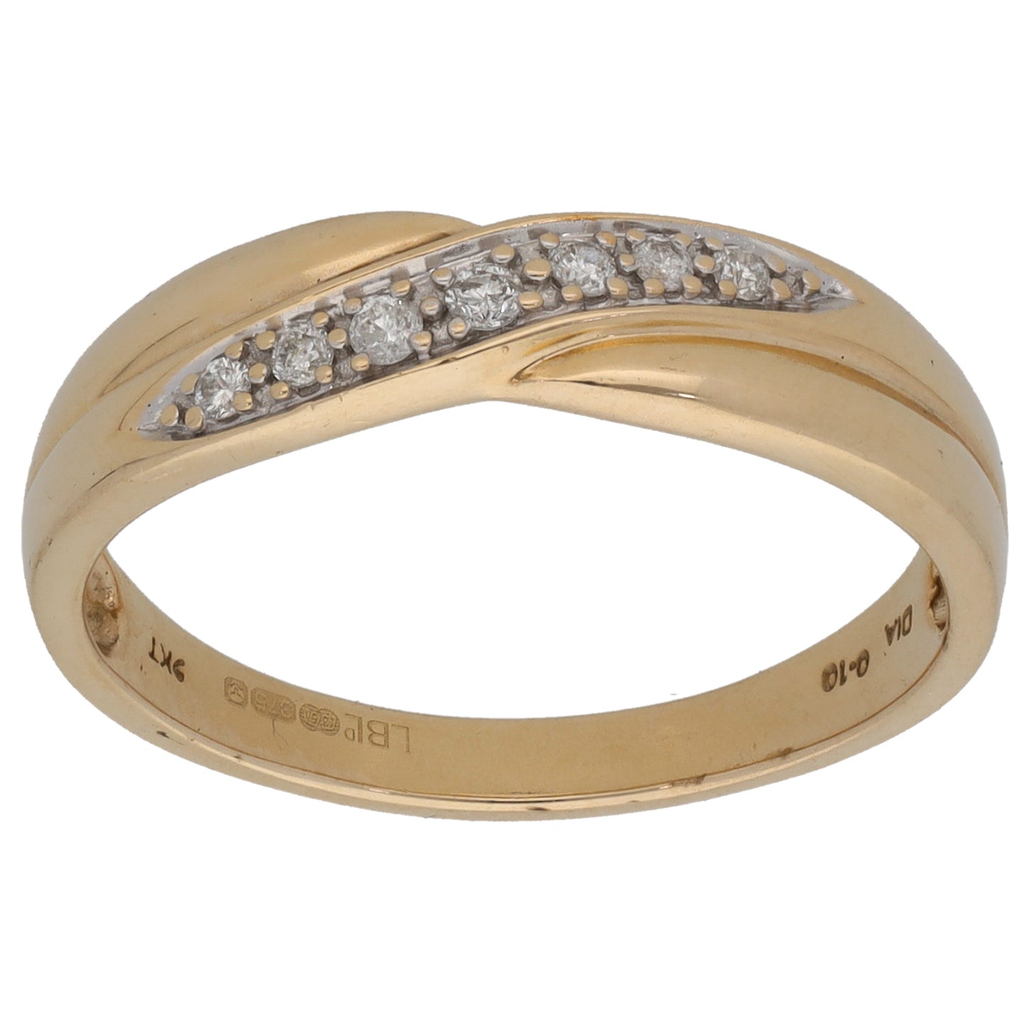 9ct Gold 0.10ct Diamond Half Eternity Ring Size S