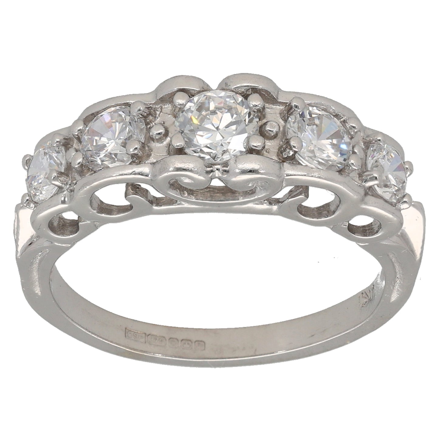 9ct White Gold Cubic Zirconia Half Eternity Ring Size Q