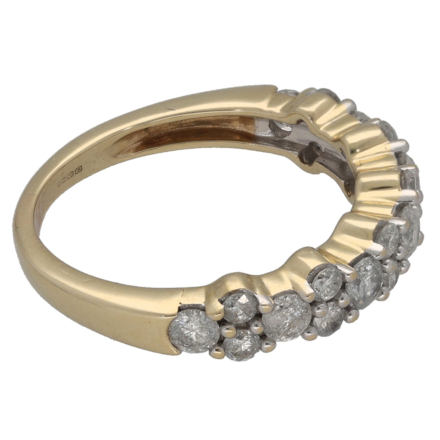 9ct Gold 0.85ct Diamond Half Eternity Ring Size L