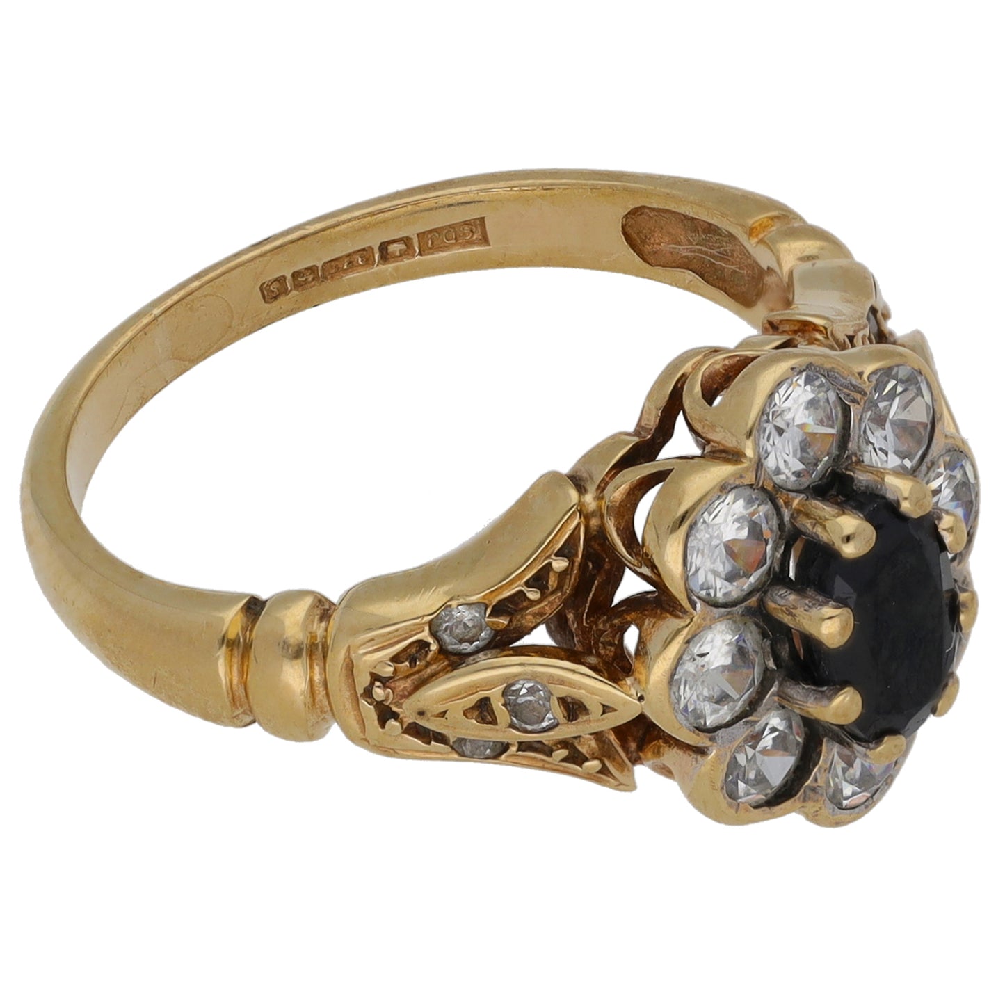 9ct Gold Sapphire & Cubic Zirconia Dress/Cocktail Ring Size M