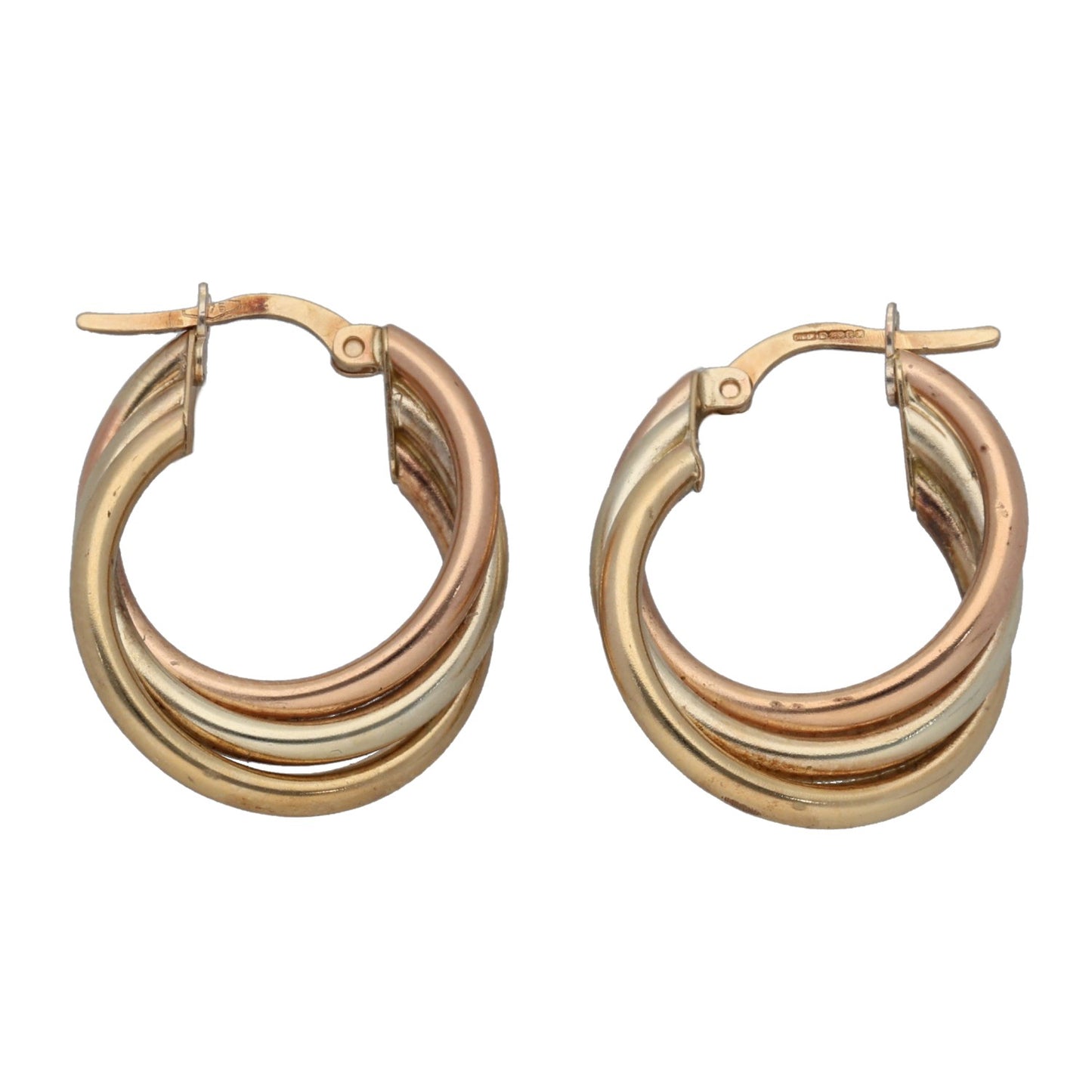 9ct Tricolour Gold Creole Earrings