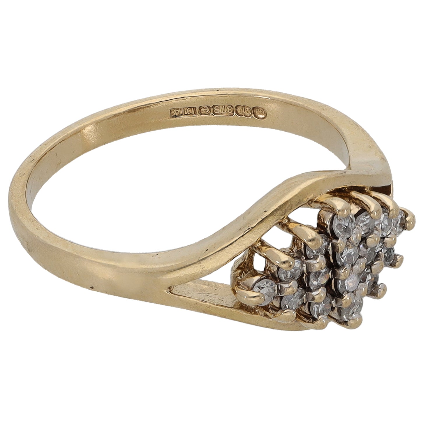 9ct Gold 0.19ct Diamond Cluster Ring Size K