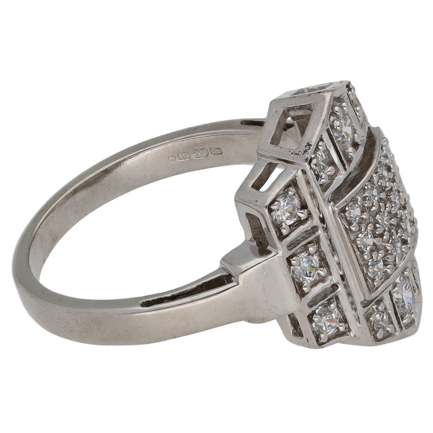 9ct White Gold Cubic Zirconia Dress/Cocktail Ring Size M