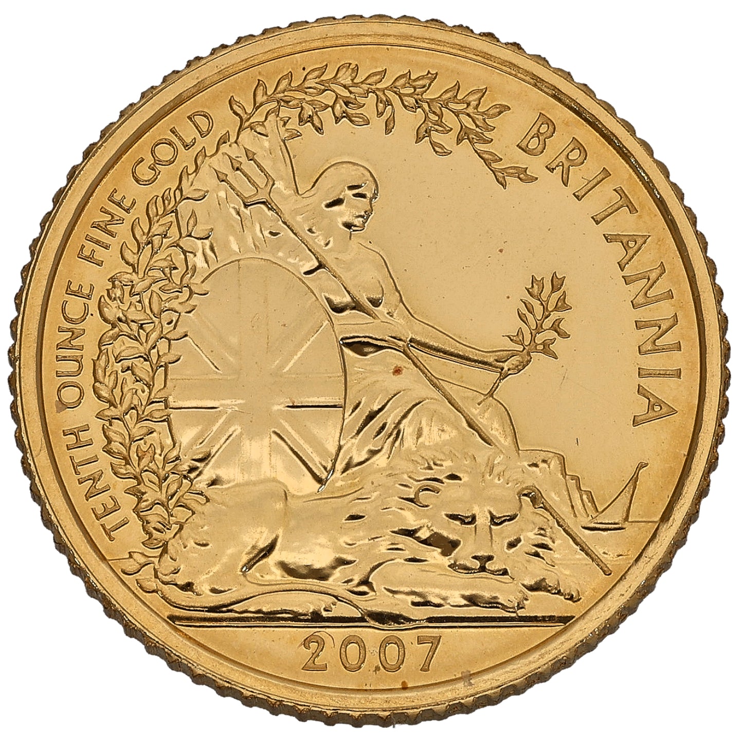 22ct Gold Queen Elizabeth II 1/10 OZ Britannia Coin 2007