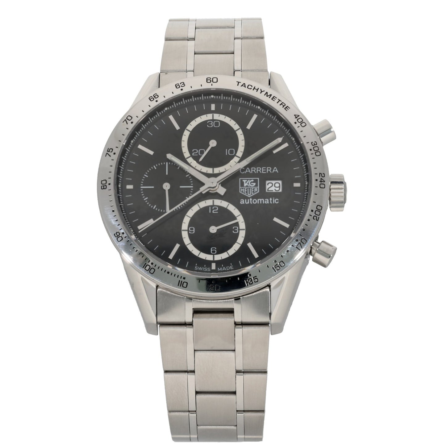 Tag Heuer Carrera CV2016-0, Black Dial, Stainless Steel, Front Image