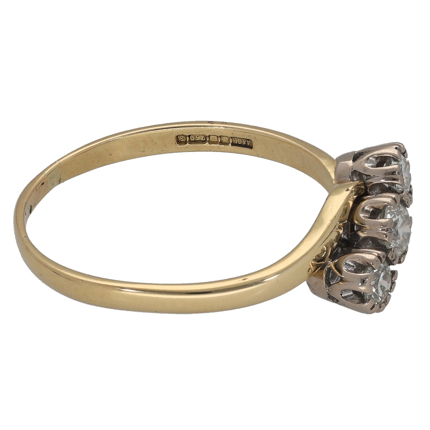 18ct Gold 0.50ct Diamond Trilogy Ring Size T
