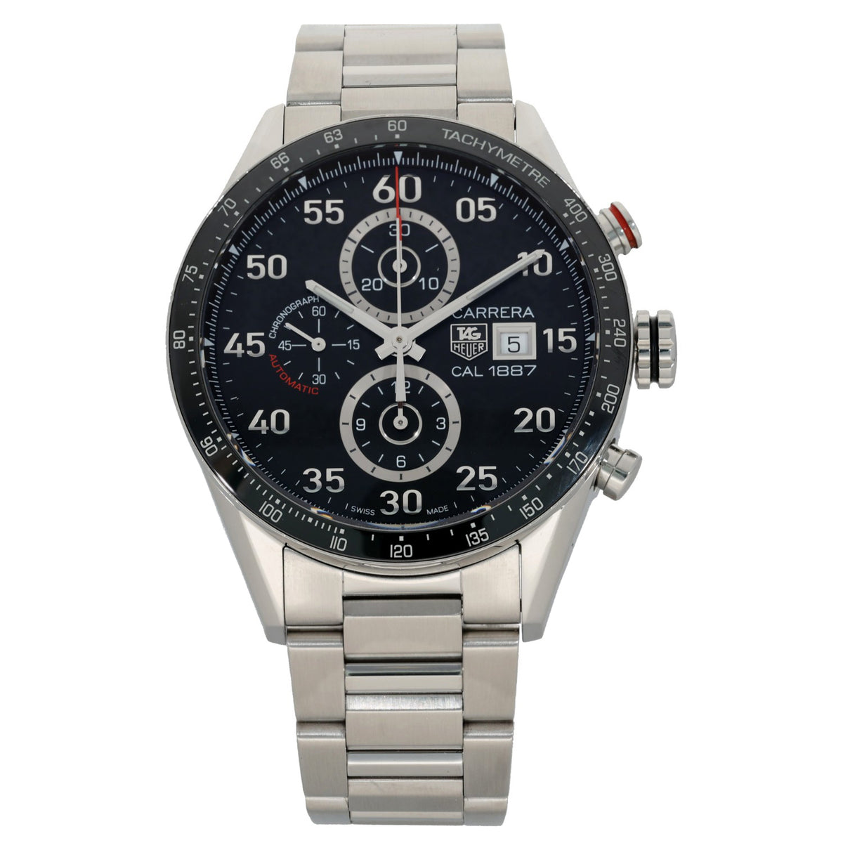 Tag Heuer Carrera CAR2A10-5 , black dialed watch with tachymetre bezel