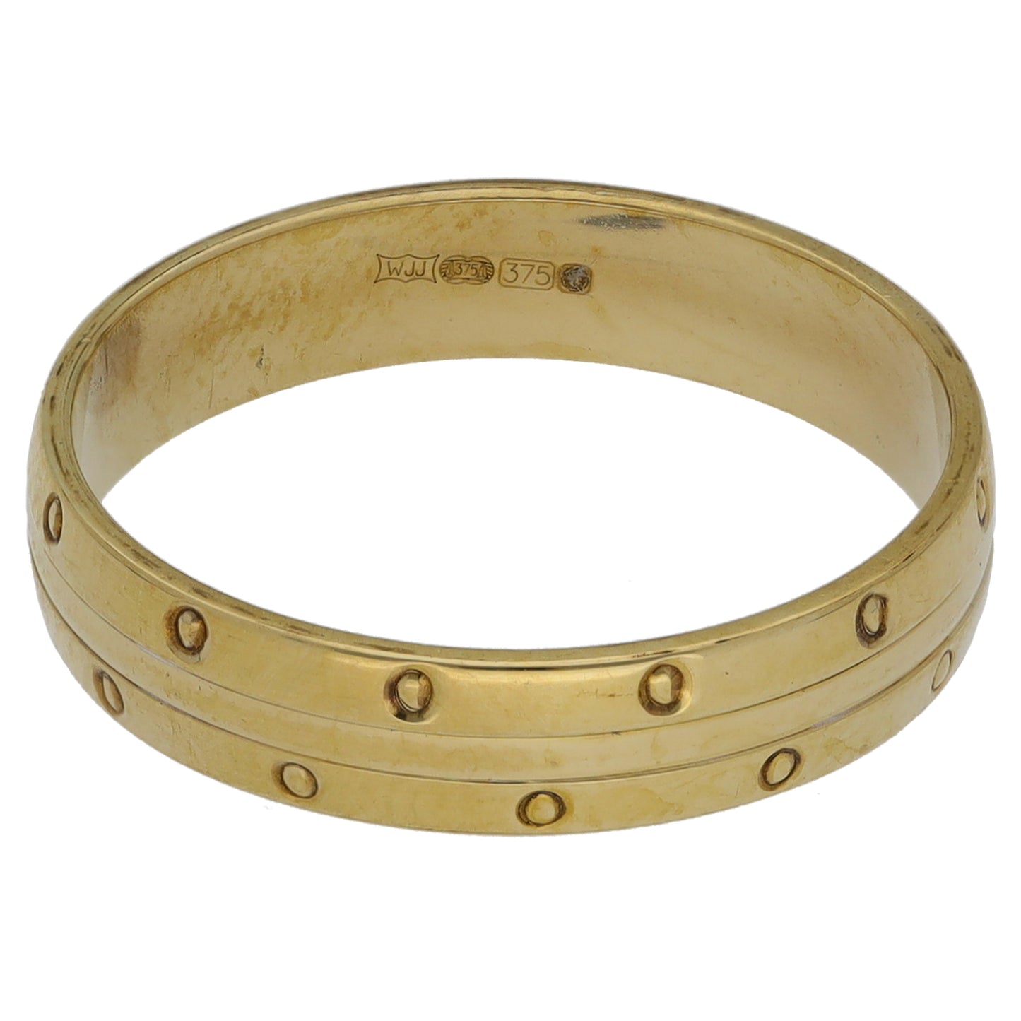 9ct Gold Patterned Wedding Ring Size N