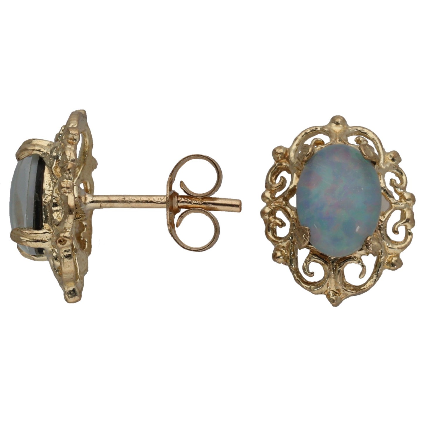 9ct Gold Opal Triplet Single Stone Earring