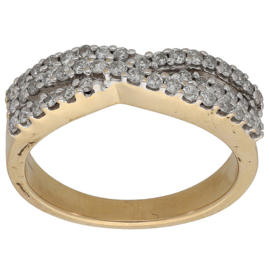 9ct Gold 0.44ct Diamond Dress/Cocktail Ring Size O