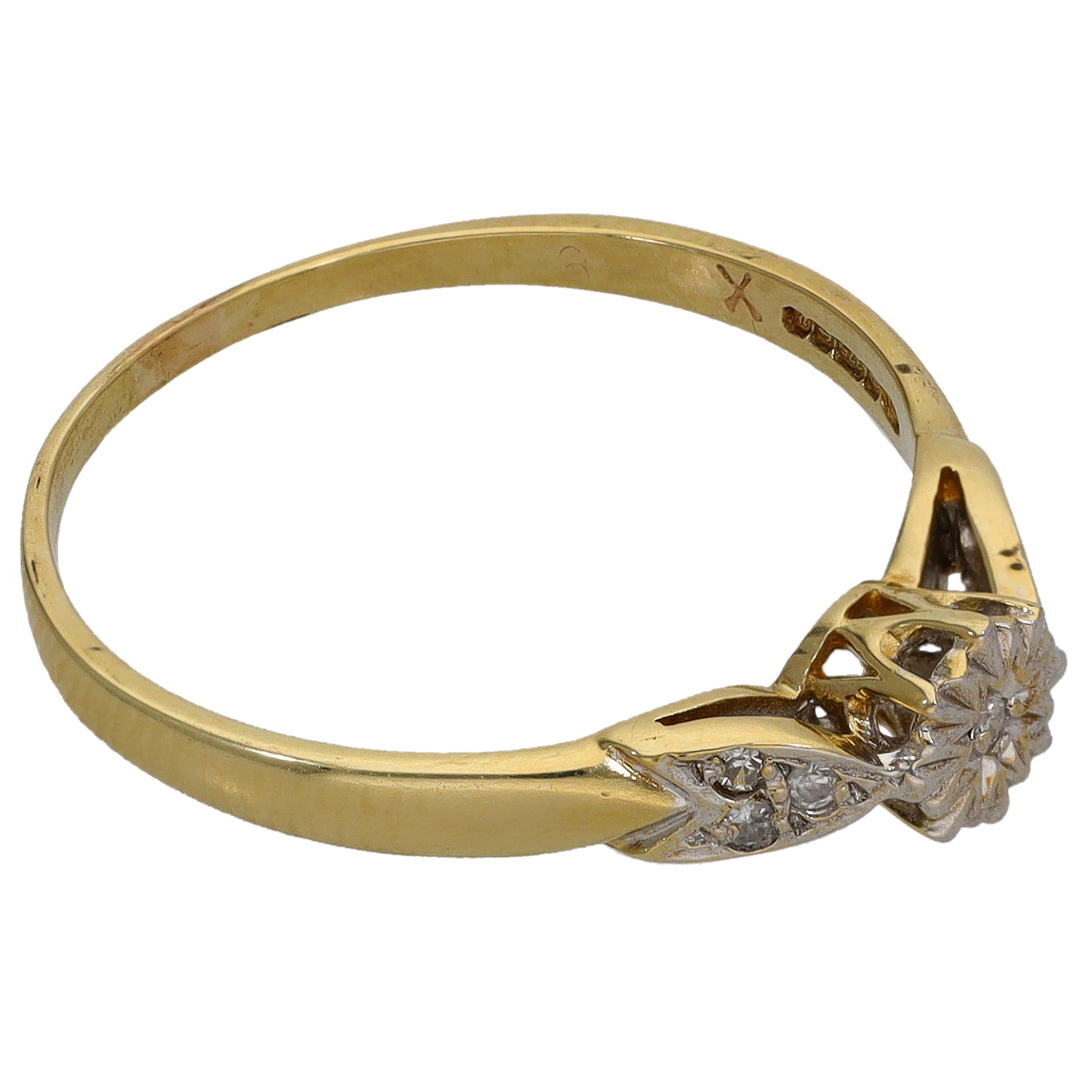 9ct Gold 0.04ct Diamond Solitaire Ring With Accent Stones Size O