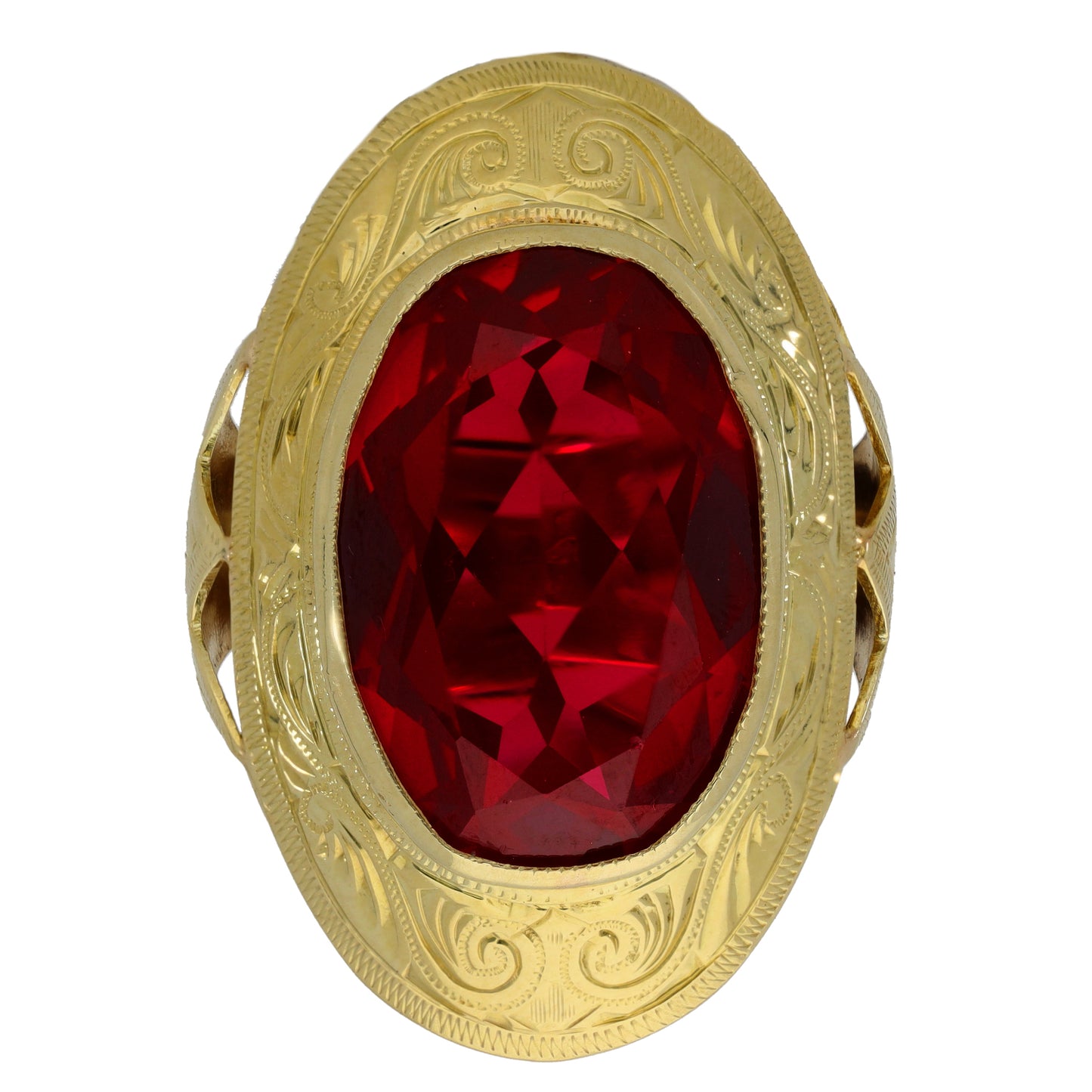 14ct Gold Imitation Gem Single Stone Ring Size Q