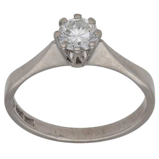 18ct White Gold 0.49ct Diamond Solitaire Ring Size M