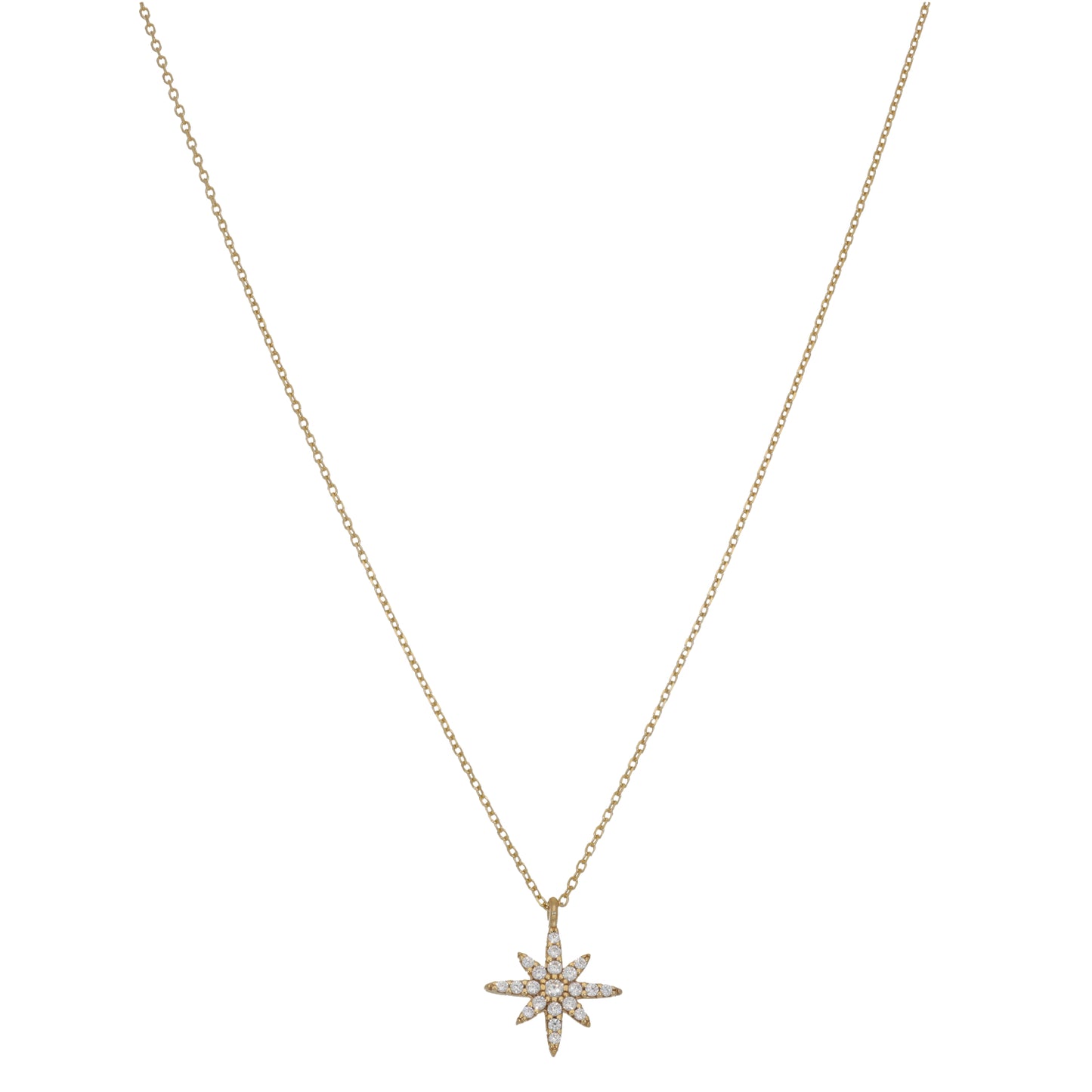 New 9ct Gold Cubic Zirconia North Star Necklace 18''